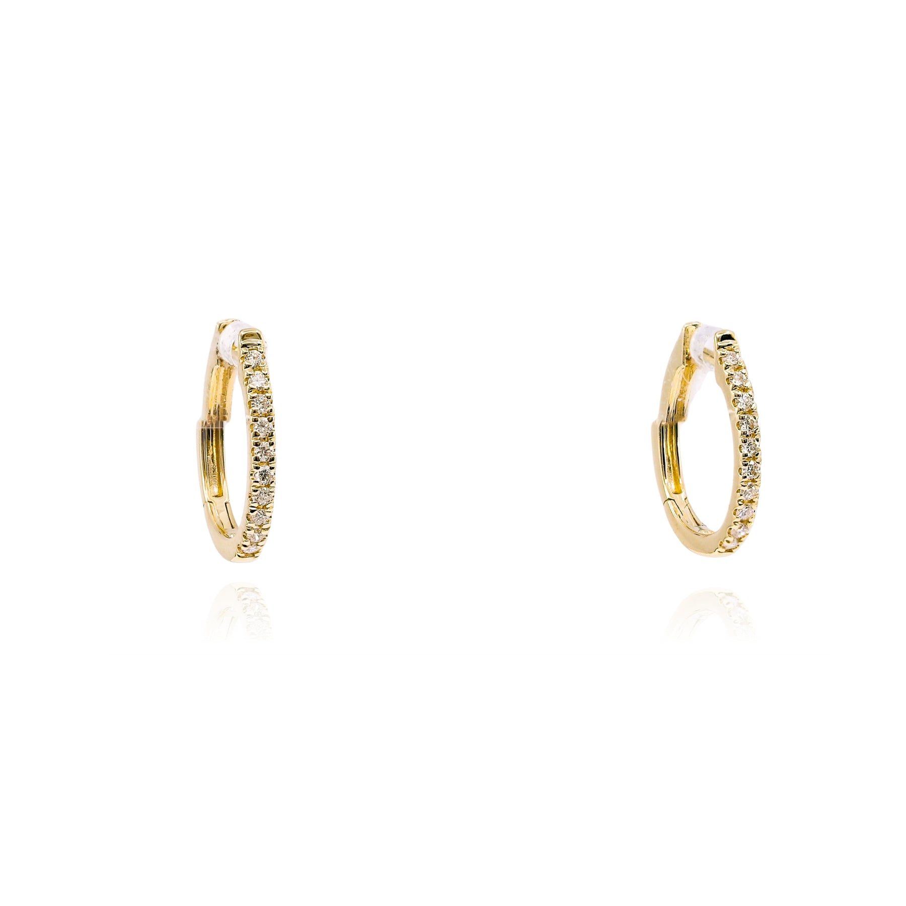 14K YELLOW GOLD OVAL DIAMOND HOOP EARRINGS - 0.14CTW