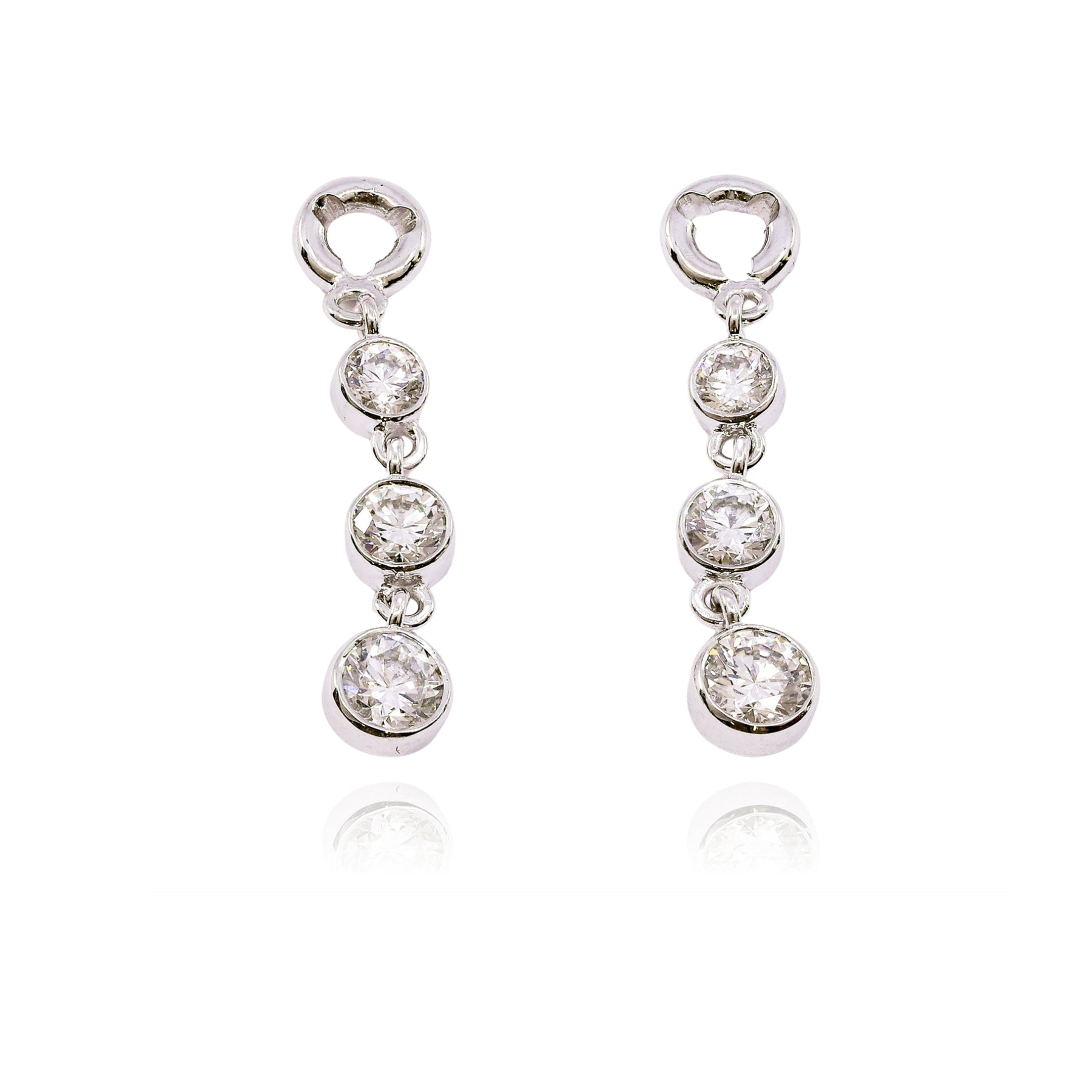 14K WHITE GOLD DIAMOND DROP EARRING JACKETS - 1.10CTW