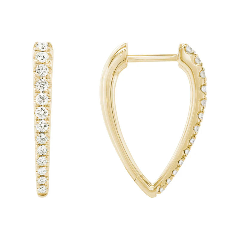 14K YELLOW GOLD V-HOOP DIAMOND EARRINGS GE03WTIY35