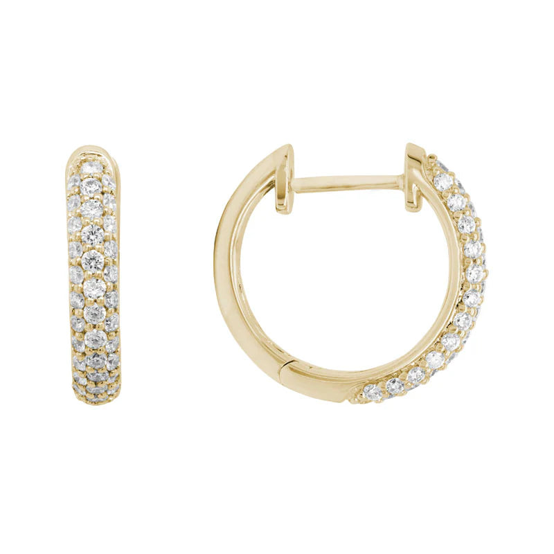 14K YELLOW GOLD 15MM PAVE DIAMOND HUGGIE HOOP EARRINGS GE05QTIYD