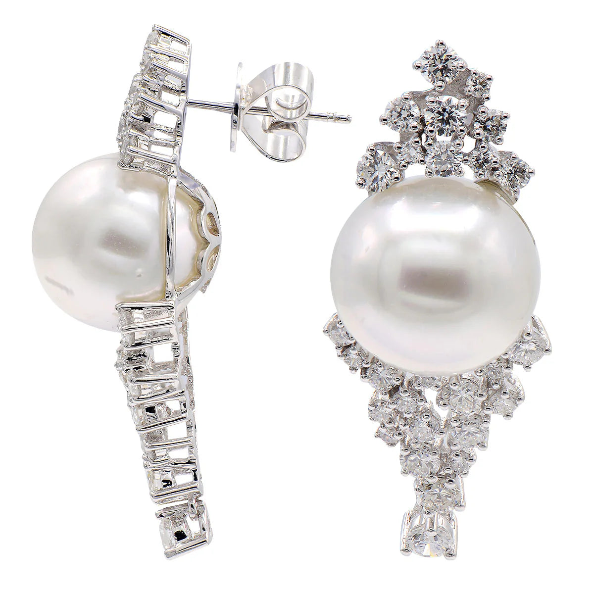 18K WHITE GOLD SOUTH SEA PEARL AND DIAMOND EARRINGS E012505