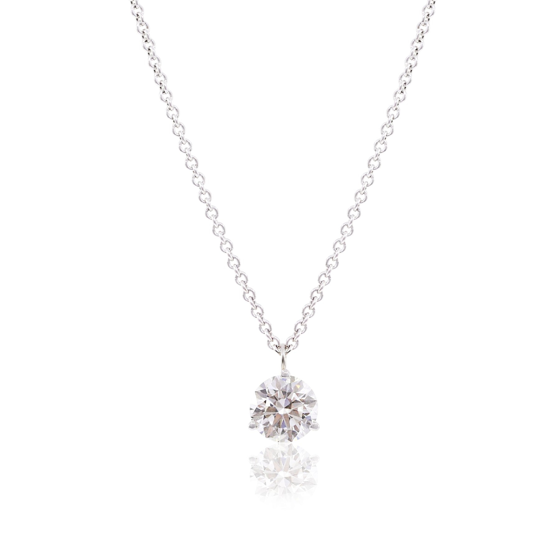 14K WHITE GOLD DIAMOND SOLITAIRE PENDANT NECKLACE 1.00CT