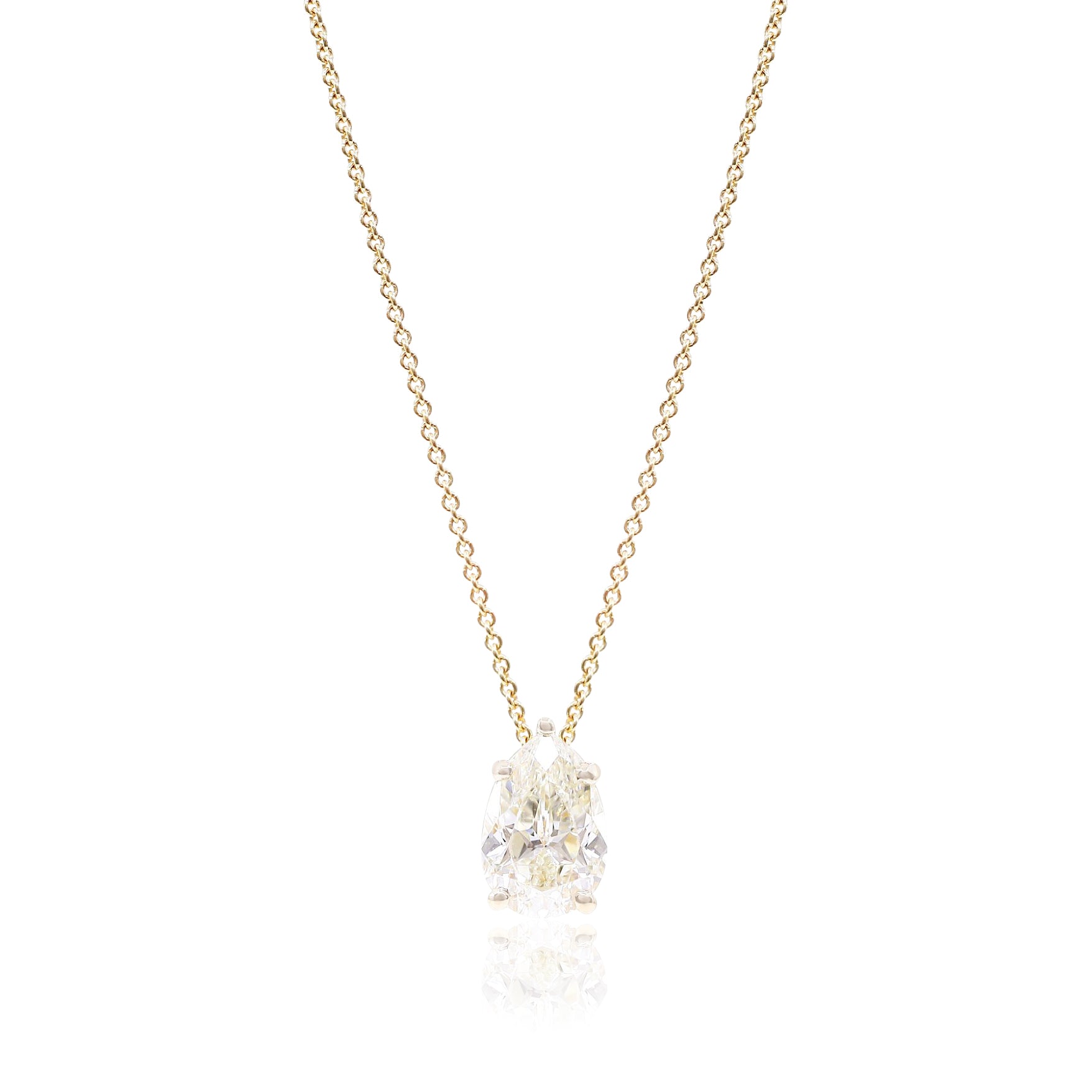 14K YELLOW GOLD 2.11CT PEAR-SHAPE DIAMOND SOLITAIRE PENDANT NECKLACE