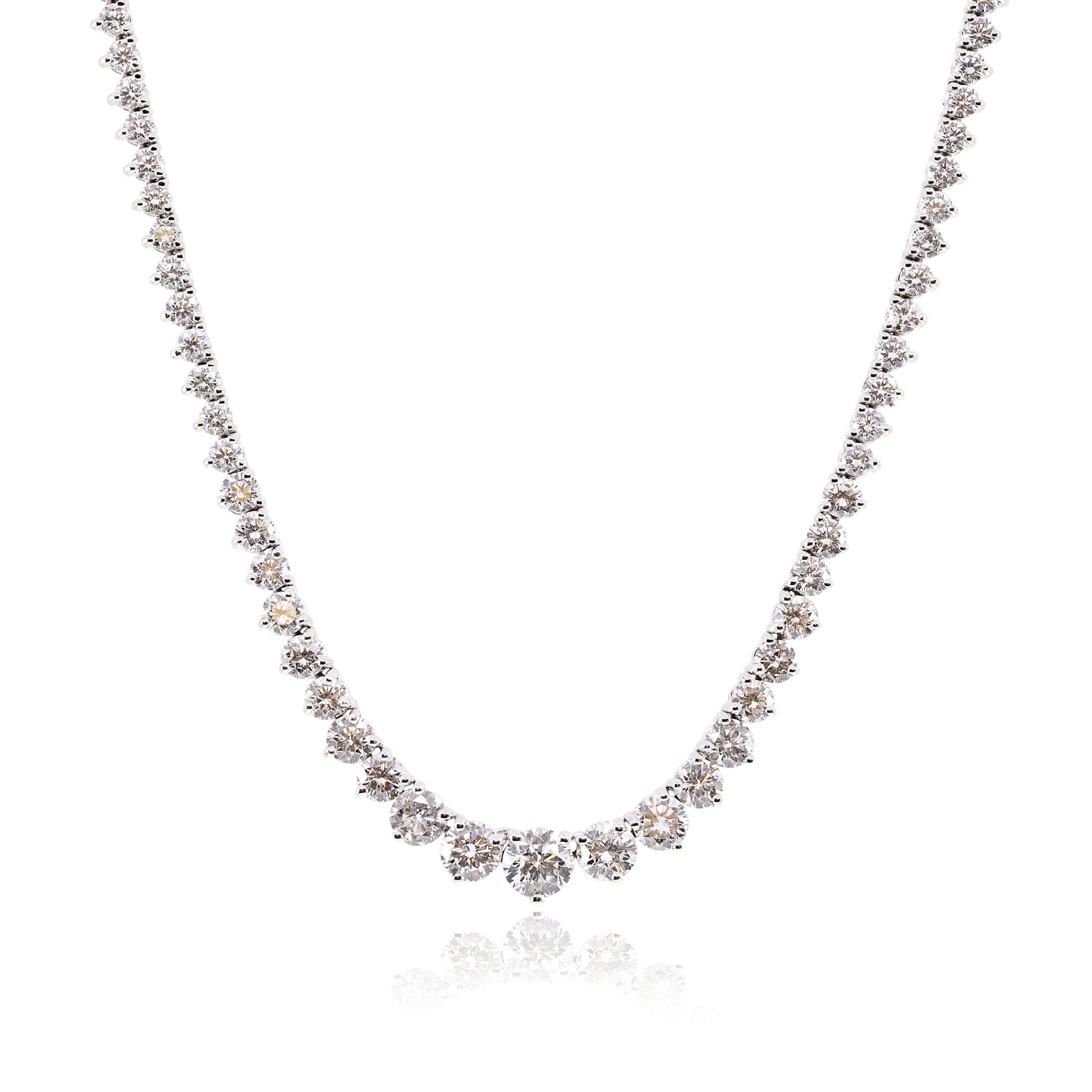 18K WHITE GOLD DIAMOND TENNIS NECKLACE - 16 INCH