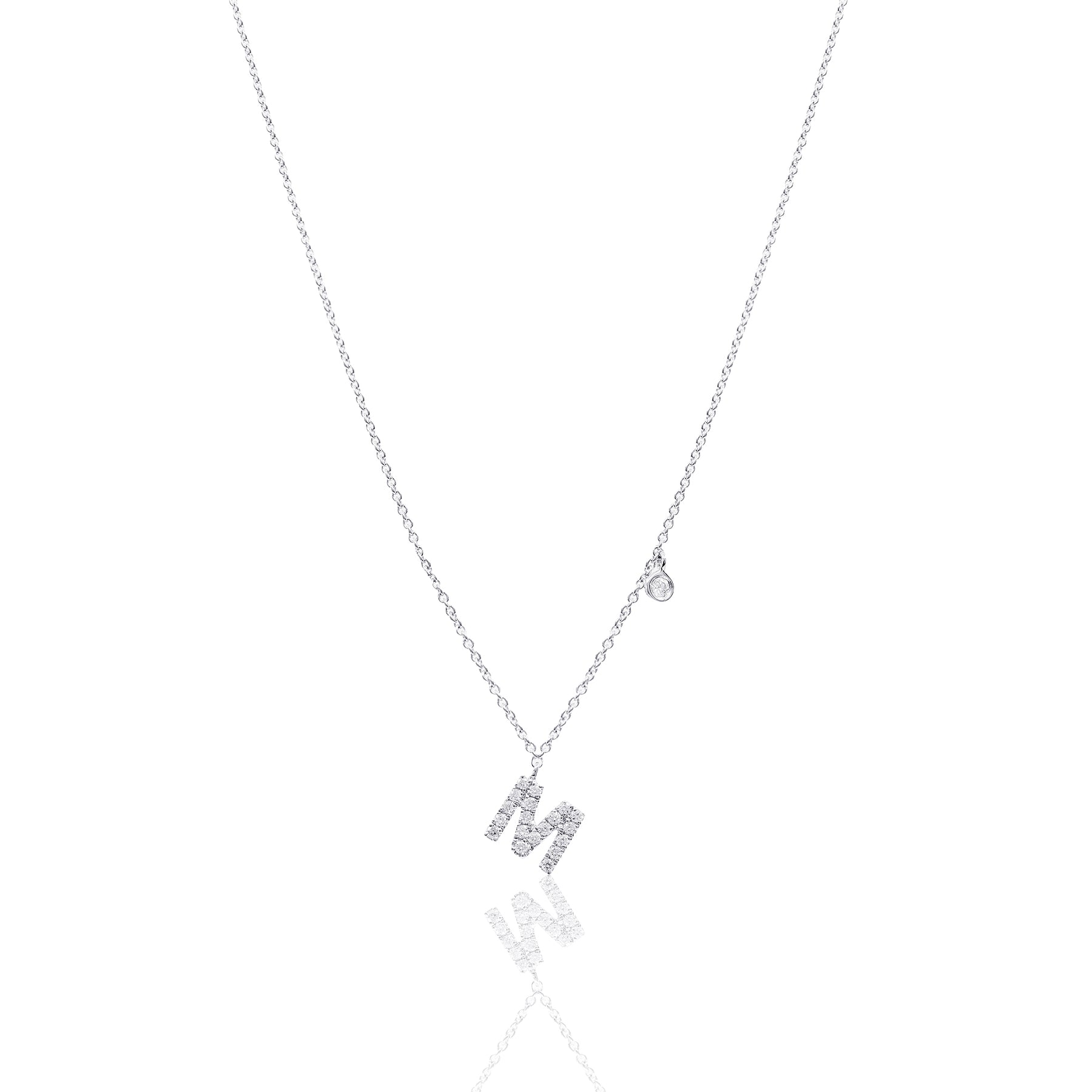 14K white gold adjustable 16-inch pave diamond &