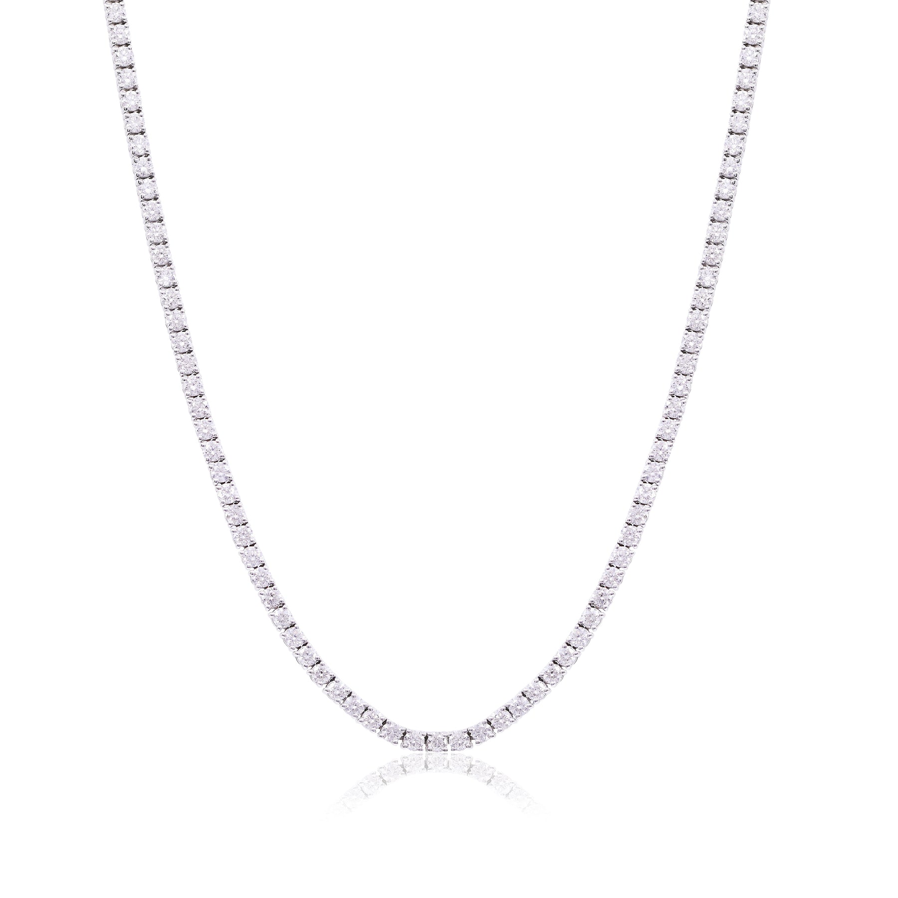 14K WHITE GOLD 16-INCH DIAMOND TENNIS NECKLACE - 10.01CTW  231-06818
