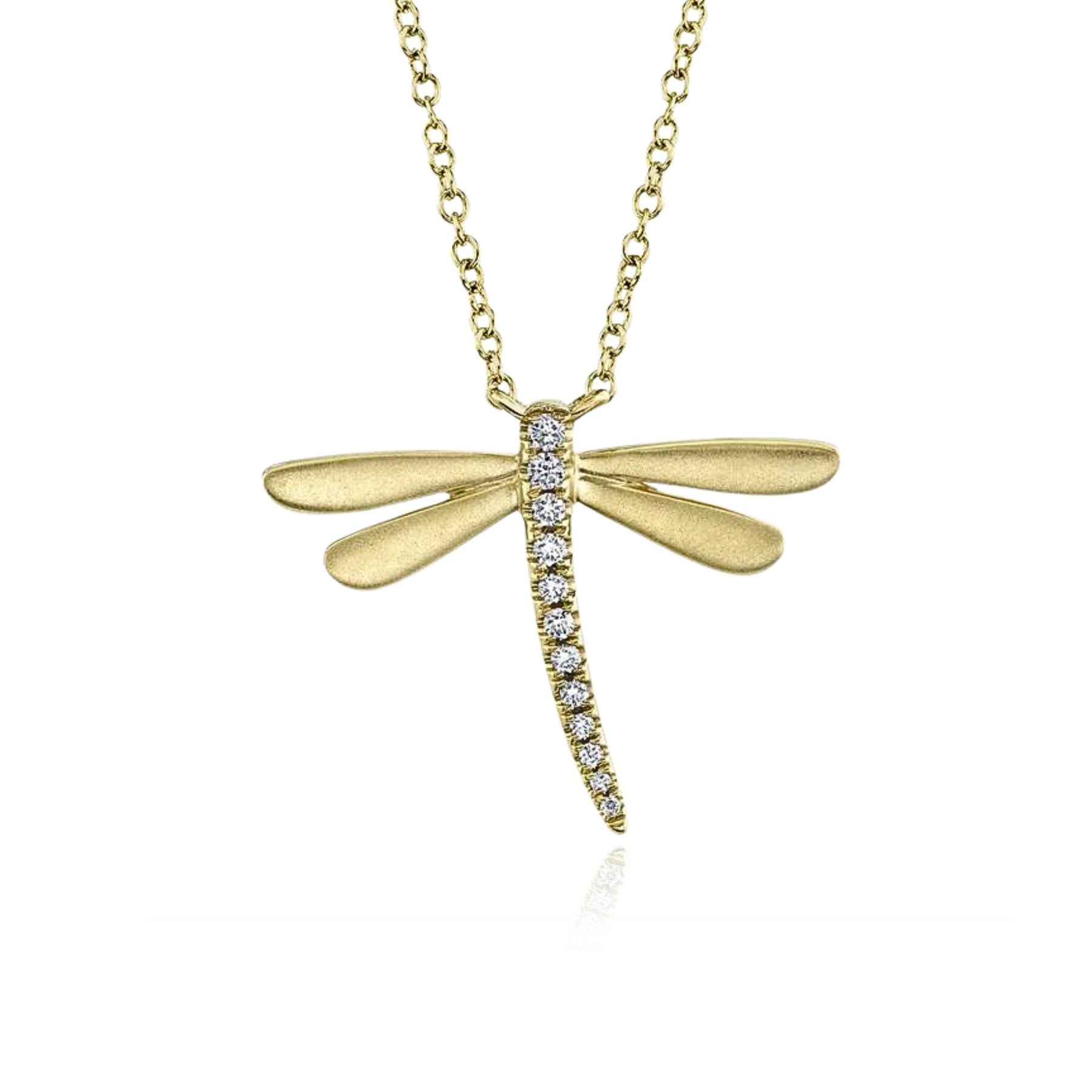 SHY CREATION 14K YELLOW GOLD DIAMOND DRAGONFLY NECKLACE - 0.08CTW