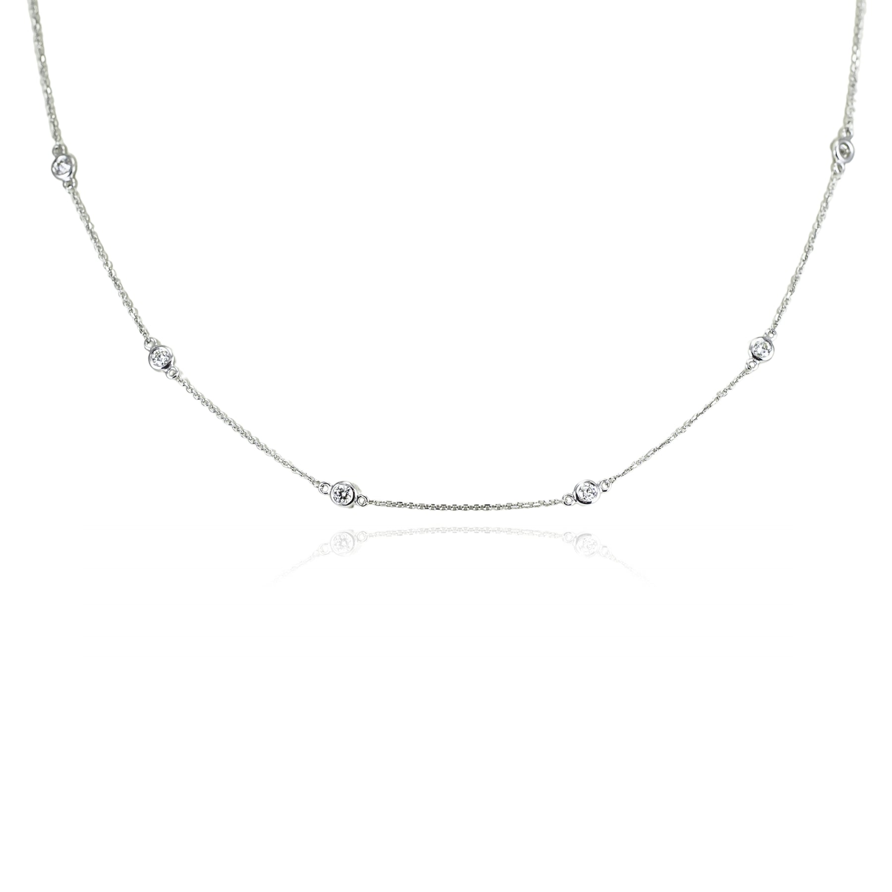 14K WHITE GOLD DIAMONDS-BY-THE-YARD NECKLACE - 0.90CTW