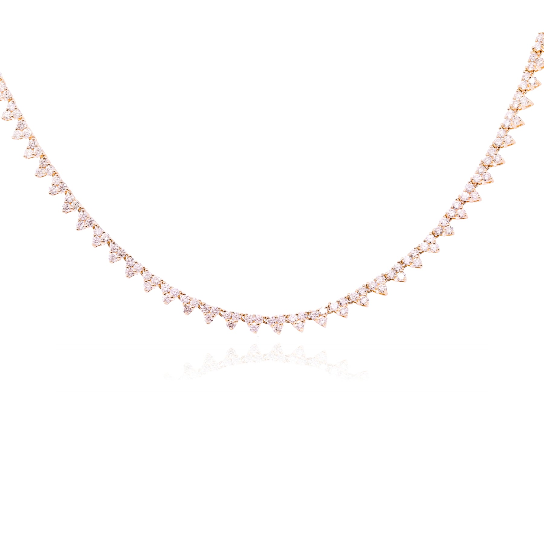 14K YELLOW GOLD TRI-CLUSTER DIAMOND NECKLACE - 9.90CTW