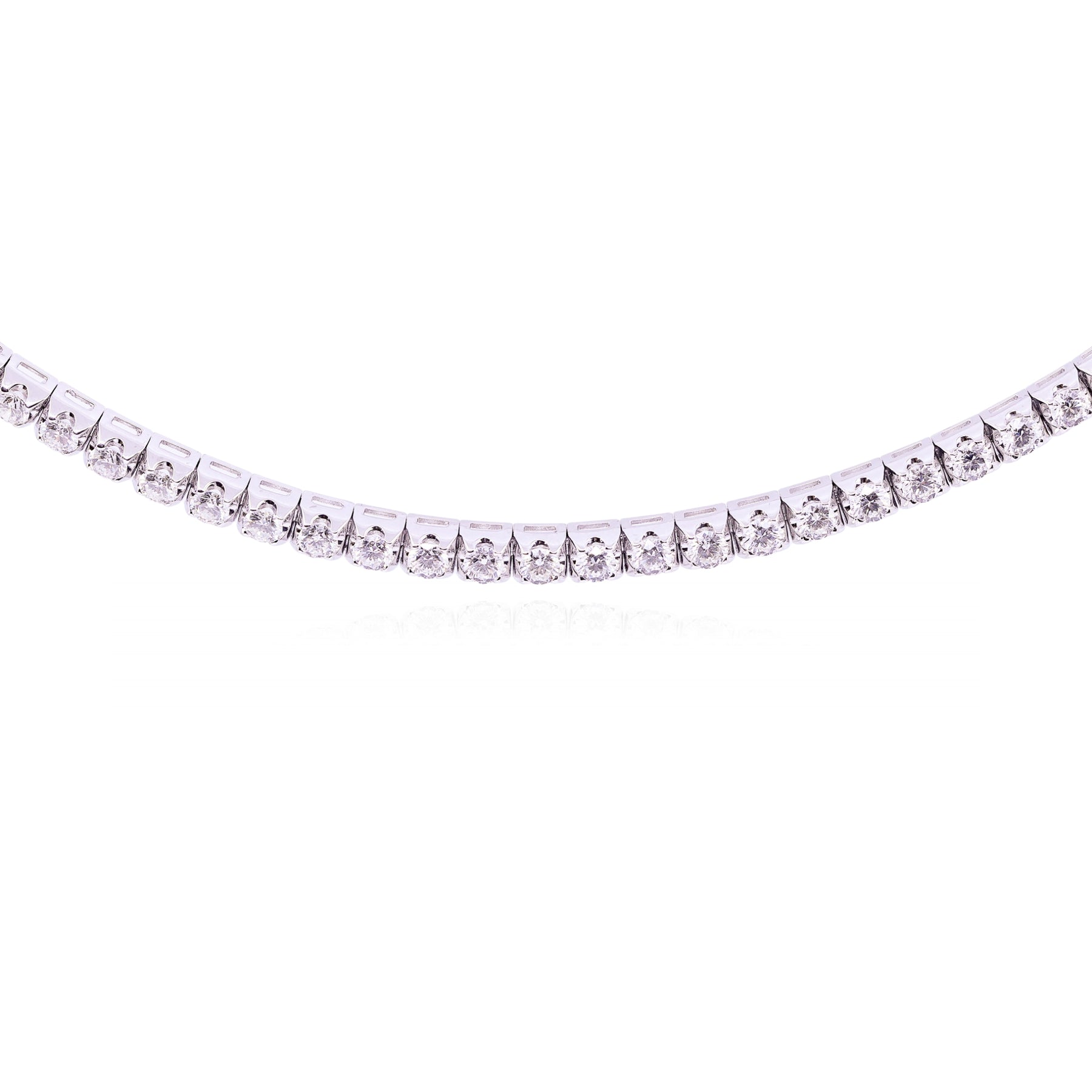 14K WHITE GOLD DIAMOND TENNIS NECKLACE - 12.71CTW