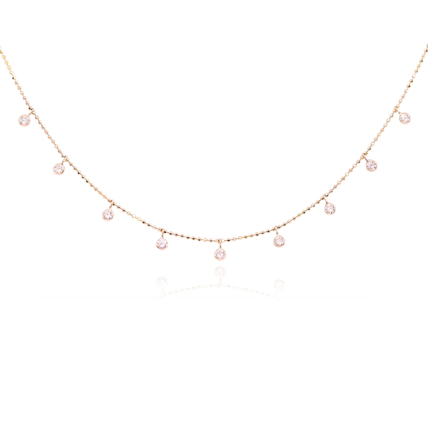 14K YELLOW GOLD DIAMOND DANGLE BEADED CHAIN NECKLACE - 0.44CTW