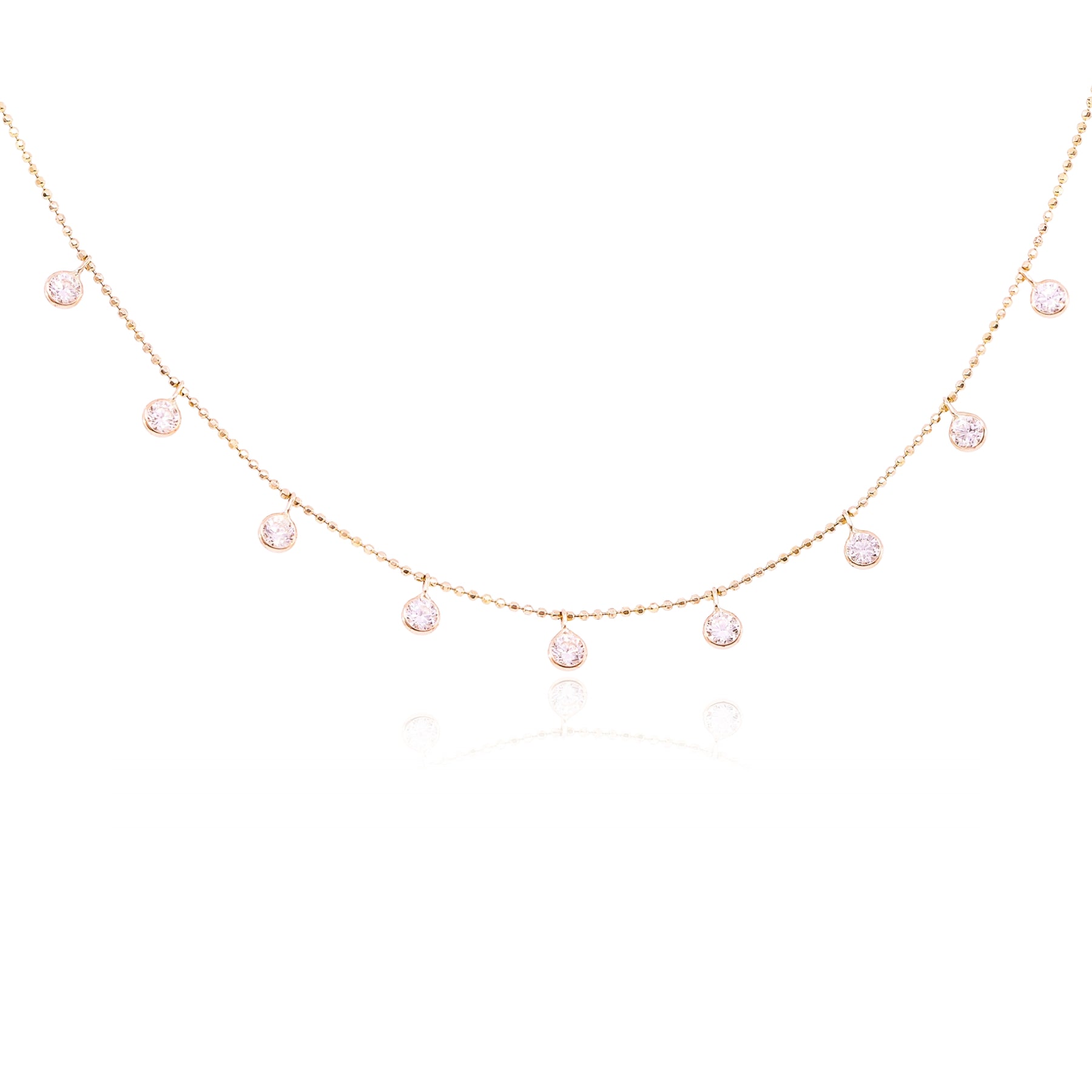 14K YELLOW GOLD DIAMOND DANGLE BEADED CHAIN NECKLACE - 1.23CTW