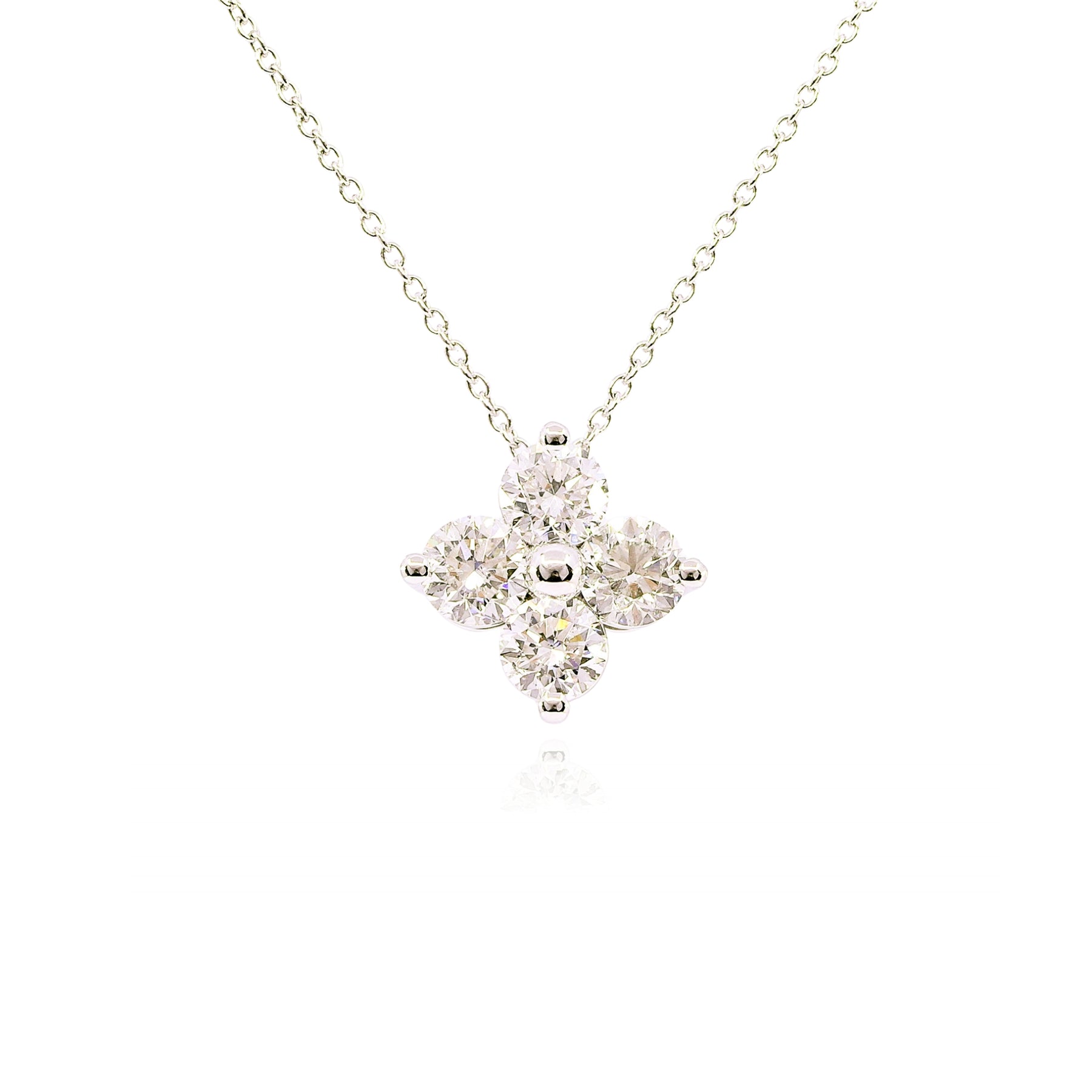 14K WHITE GOLD DIAMOND CLUSTER NECKLACE - 1.95CTW  231-06789