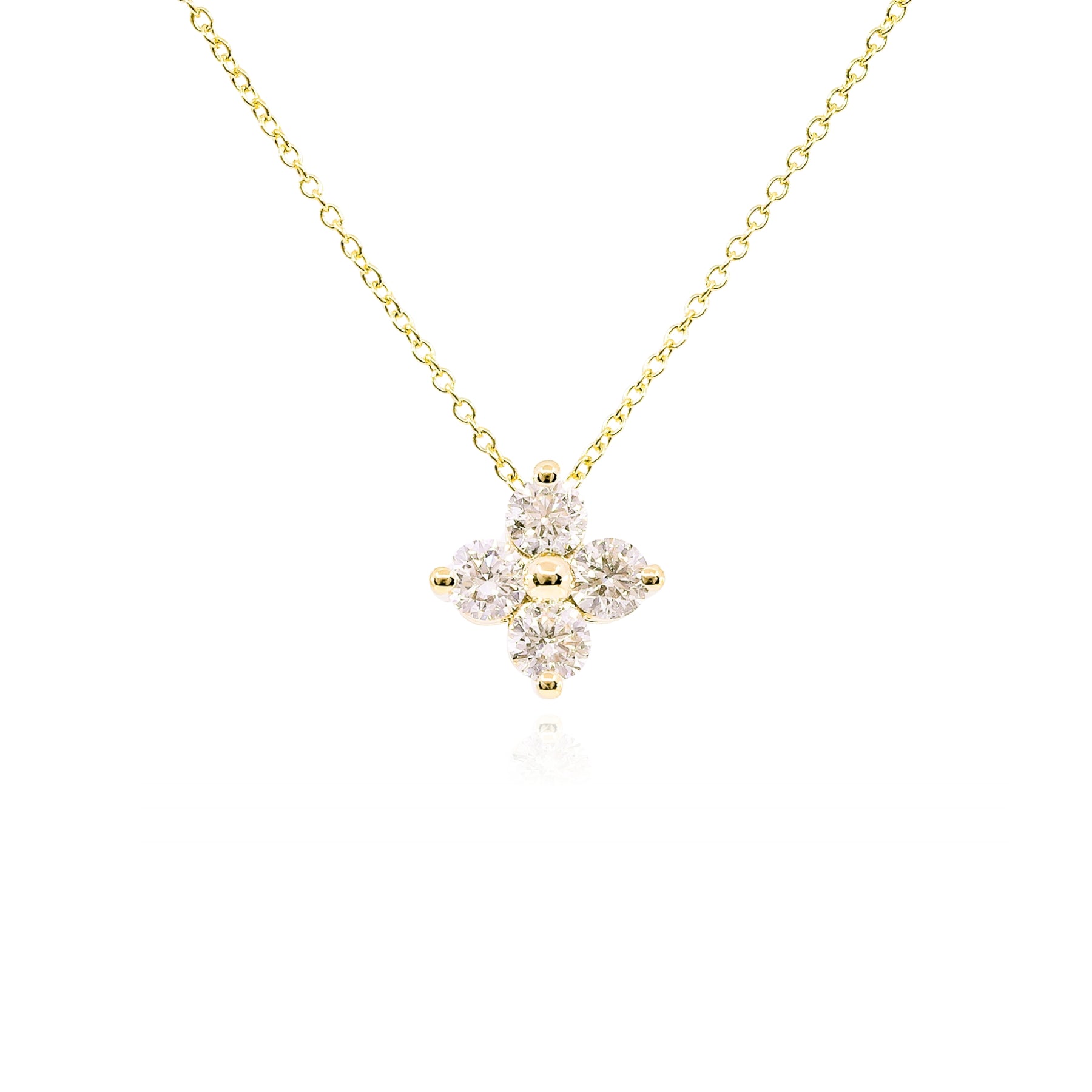 14K YELLOW GOLD DIAMOND CLUSTER NECKLACE - 0.98CTW  231-06790