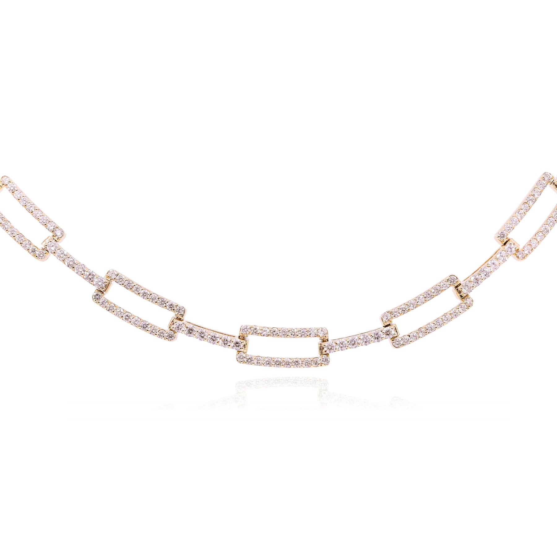 14K YELLOW GOLD DIAMOND PAVE LINK NECKLACE - 7.02CTW  231-06819