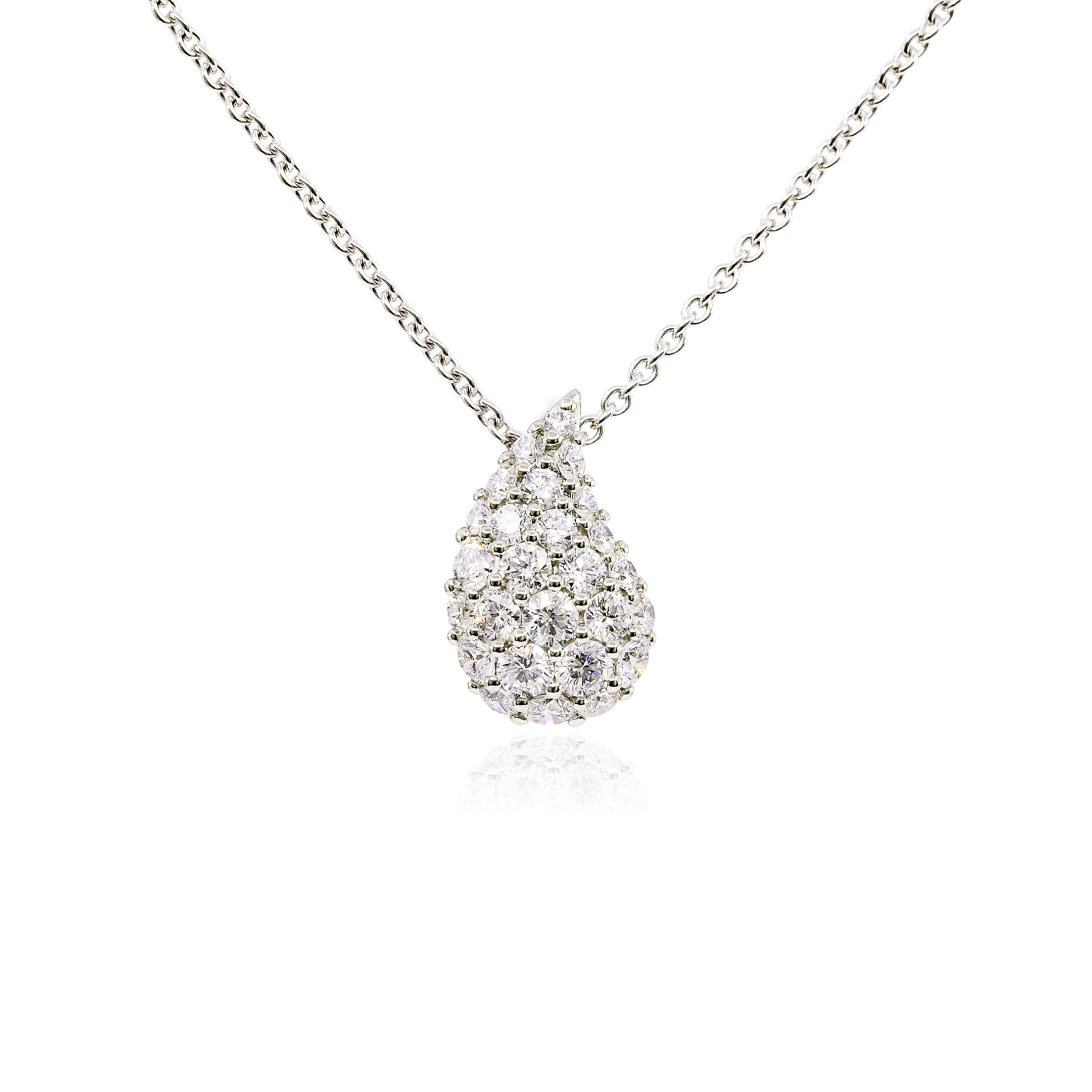 MARK PATTERSON 18K WHITE GOLD ESSENTIALS TEARDROP DIAMOND PENDANT NECKALCE