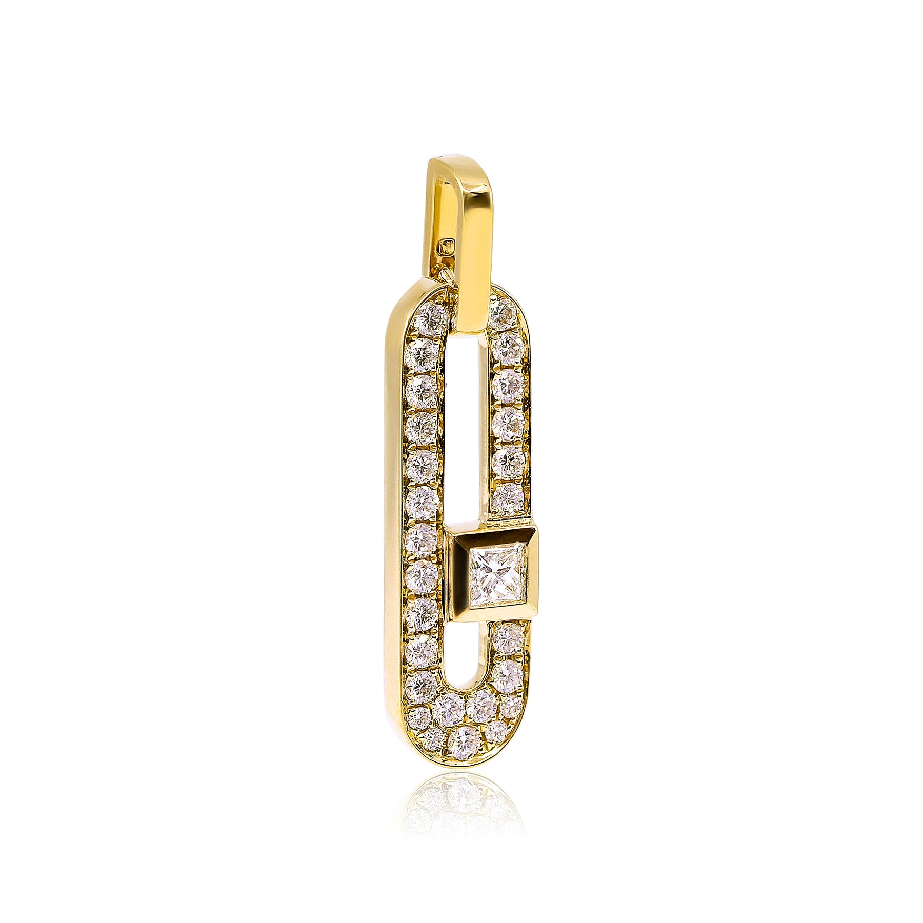 18K YELLOW GOLD DIAMOND PAPERCLIP PENDANT 0.65CTW