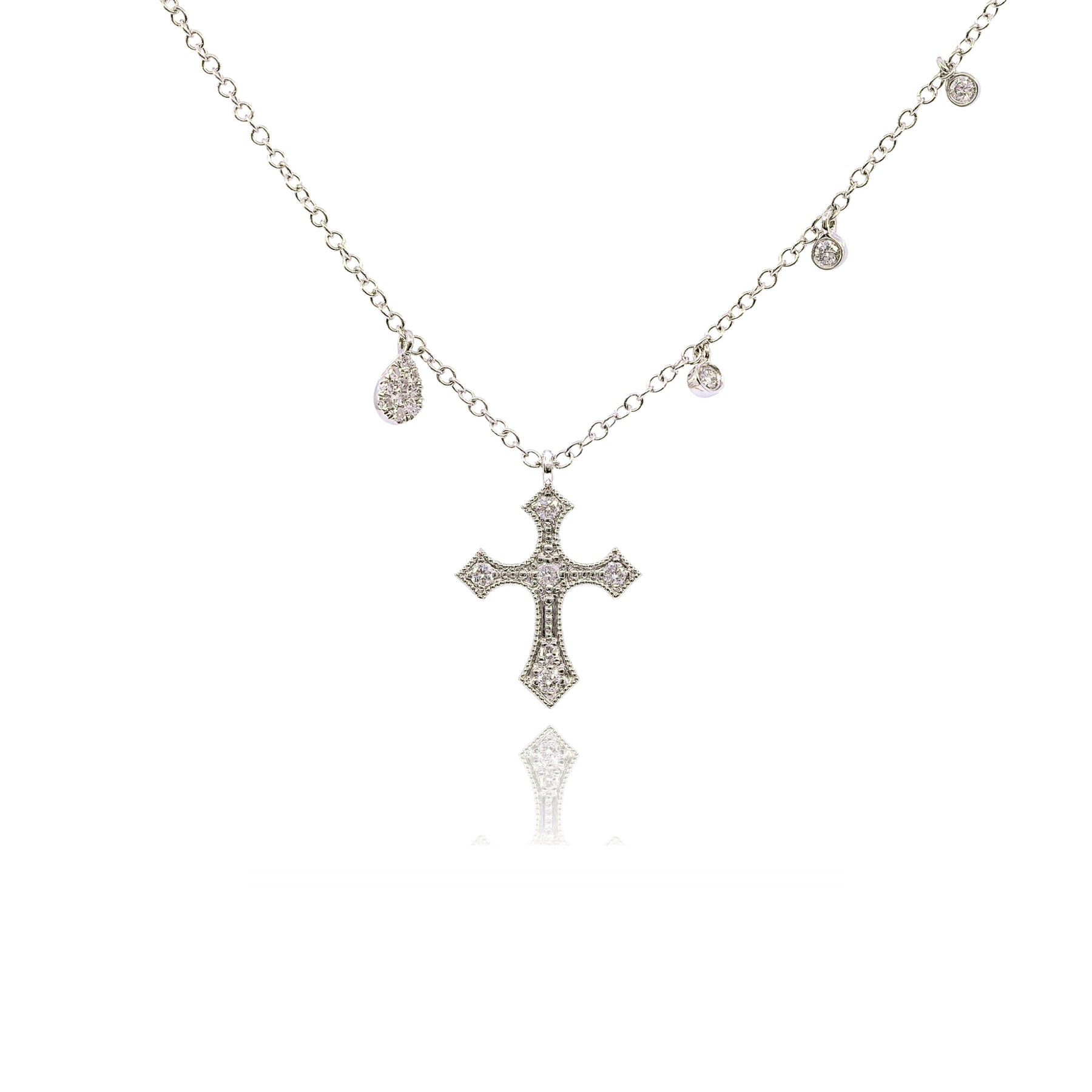 MEIRA T 14K WHITE GOLD DIAMOND CELTIC CROSS NECKLACE - 0.14CTW