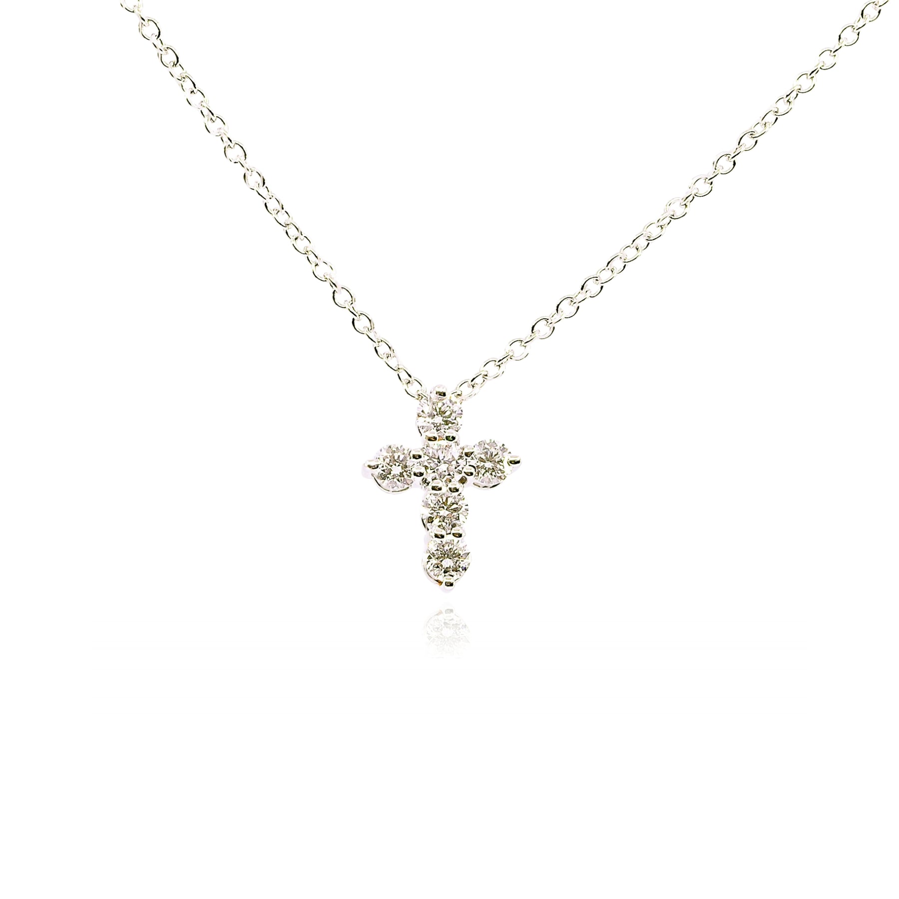 14K WHITE GOLD DIAMOND CROSS NECKLACE - 0.30CTW  233-01218