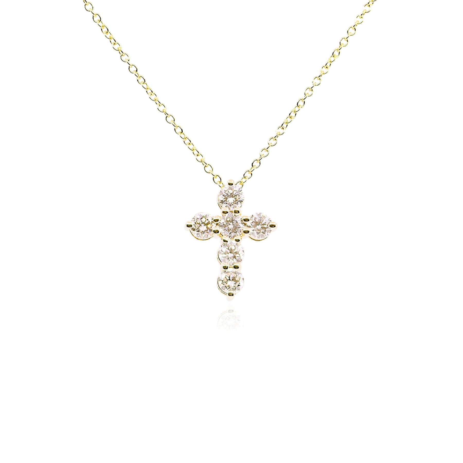 14K YELLOW GOLD DIAMOND CROSS NECKLACE - 0.70CTW  233-01221