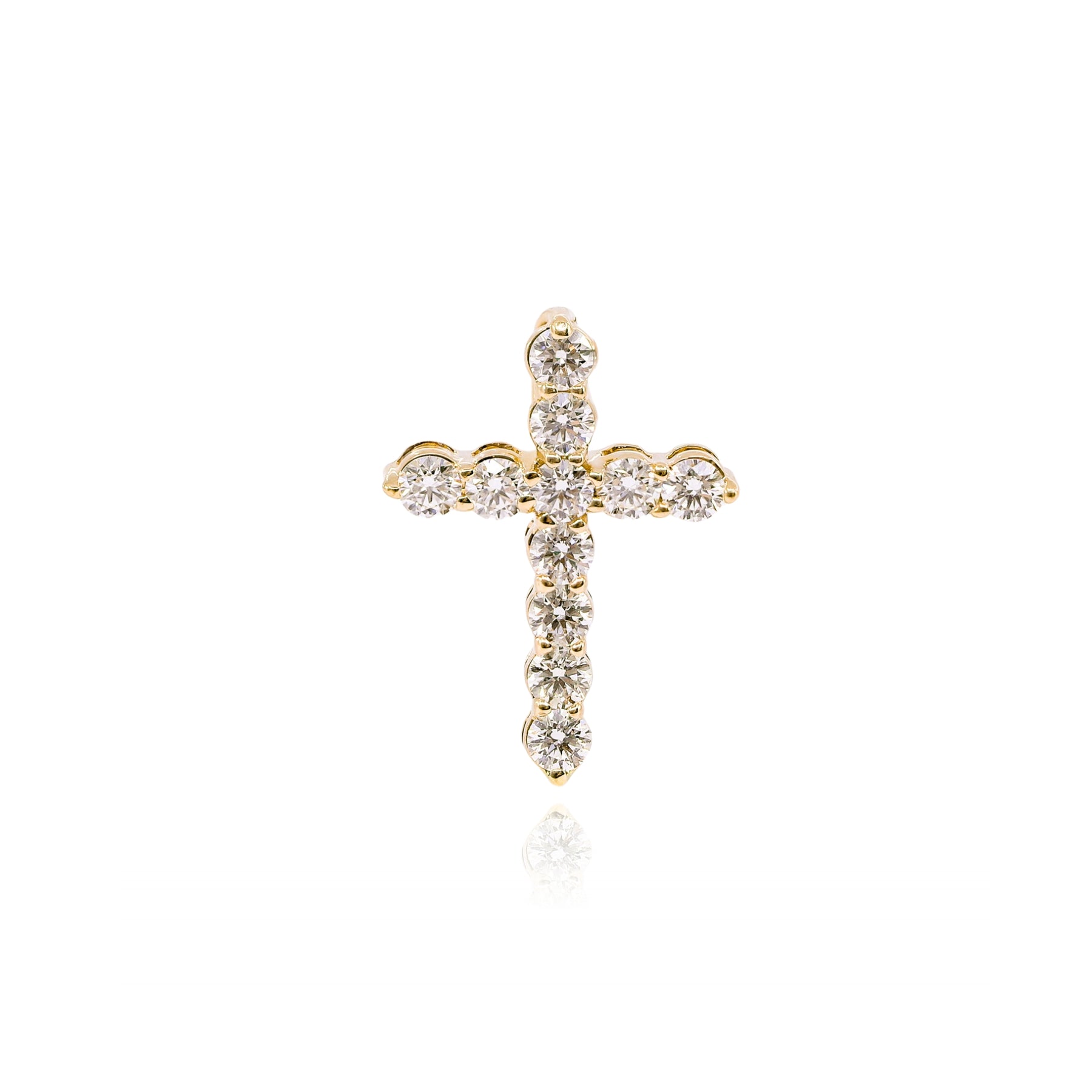14K YELLOW GOLD DIAMOND CROSS PENDANT - 0.81CTW