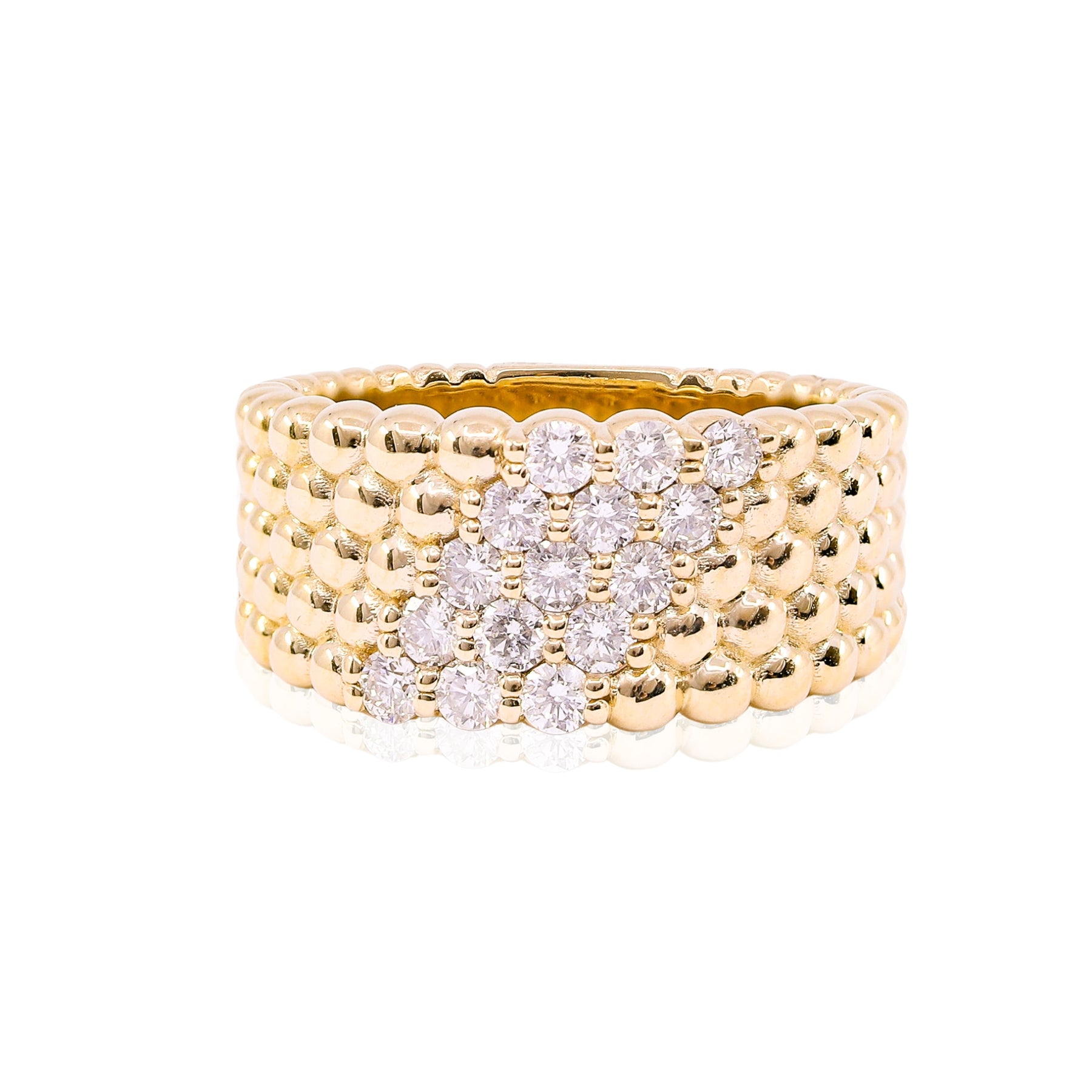 14K YELLOW GOLD DIAMOND BEADED BAND - 0.75CTW