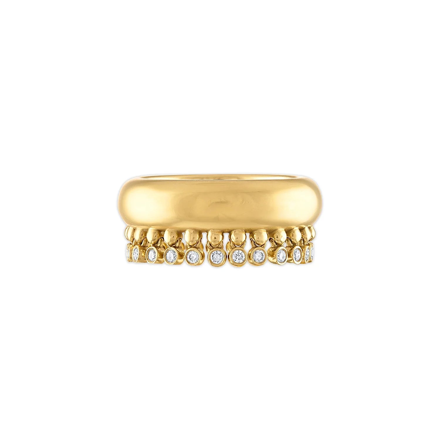 JADE RUZZO 18K YELLOW GOLD RING WITH DIAMOND DANGLES 0.38CTW