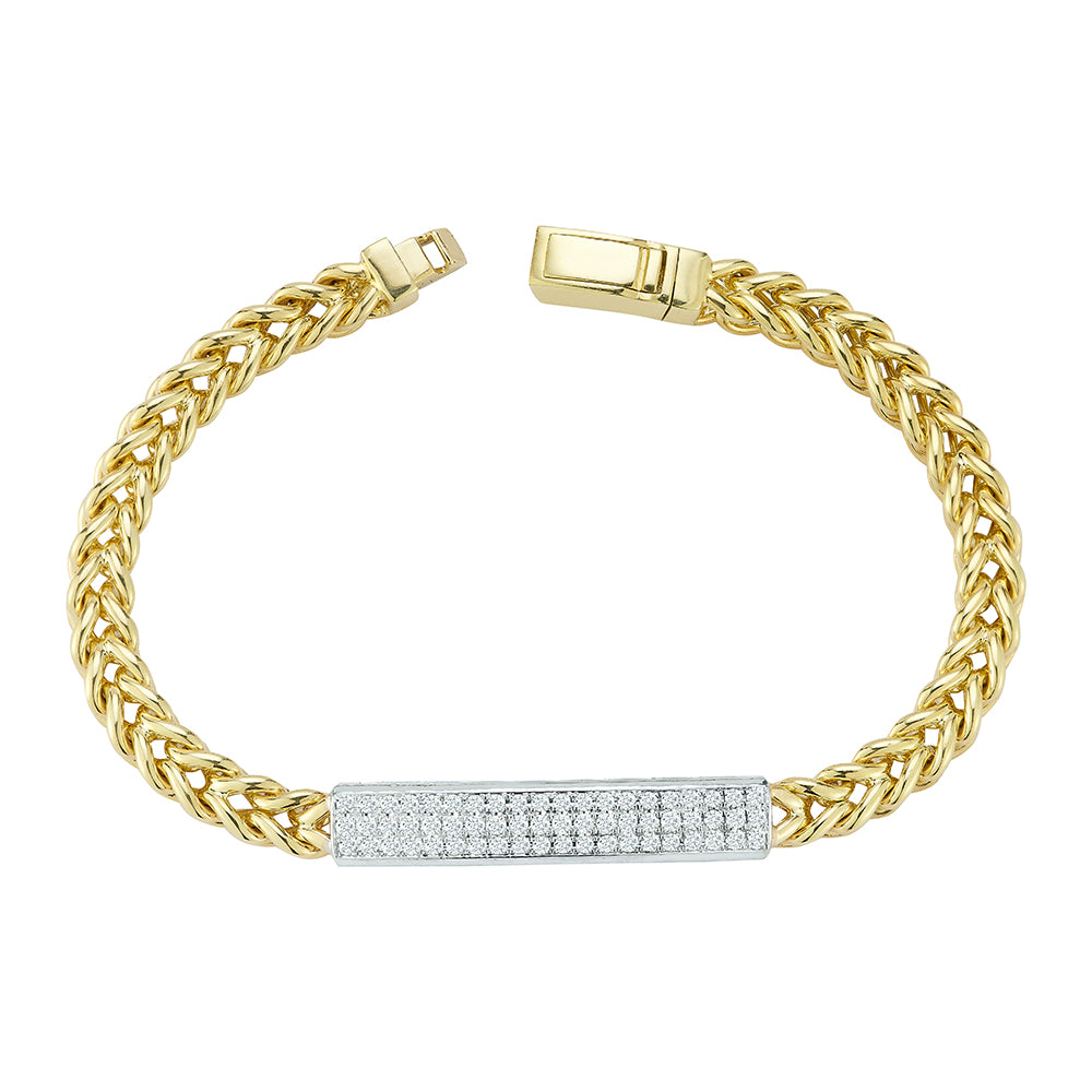 18K YELLOW GOLD DIAMOND ID BAR BRACELET - 0.65CTW  235-00037