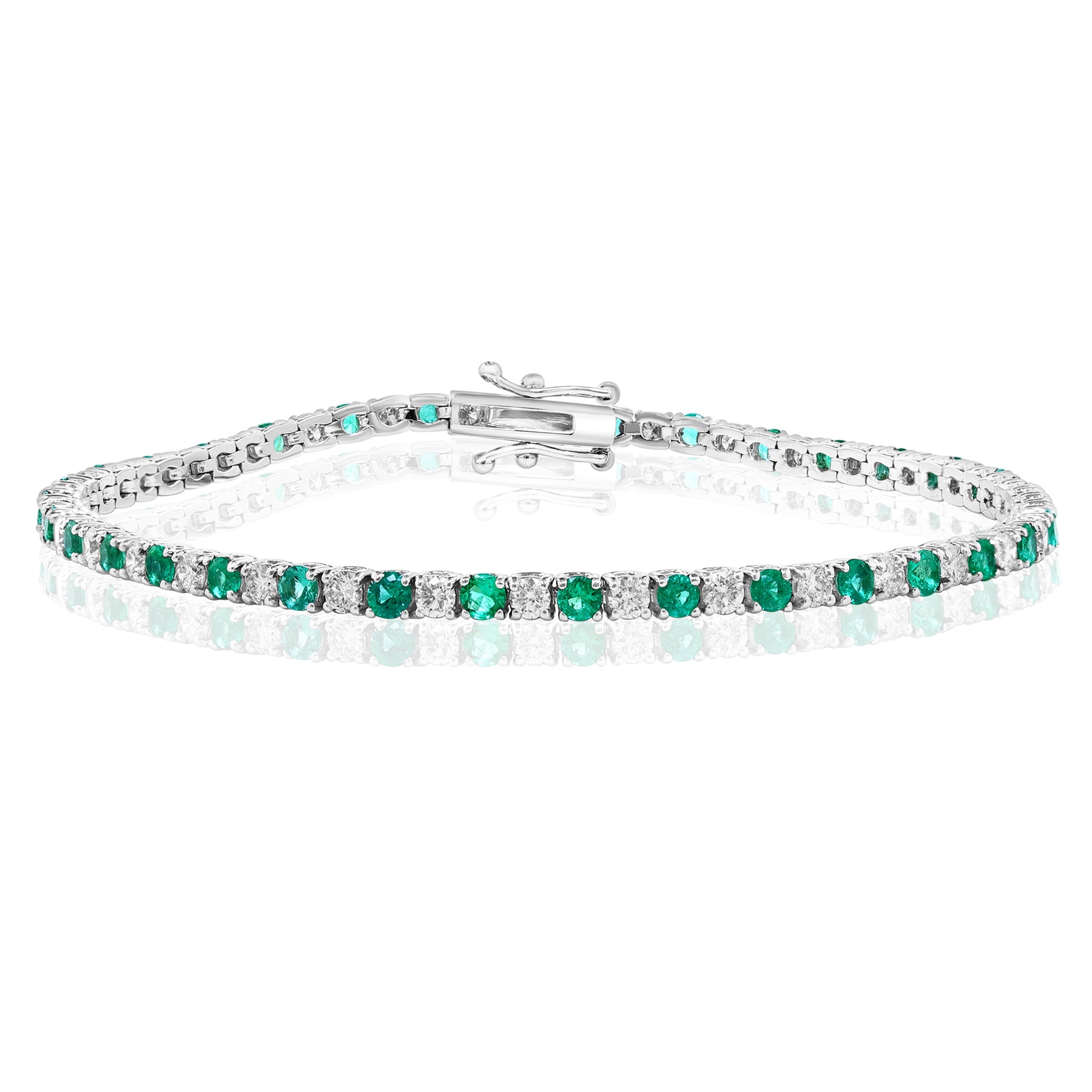 14K WHITE GOLD EMERALD DIAMOND BRACELET   238-01109