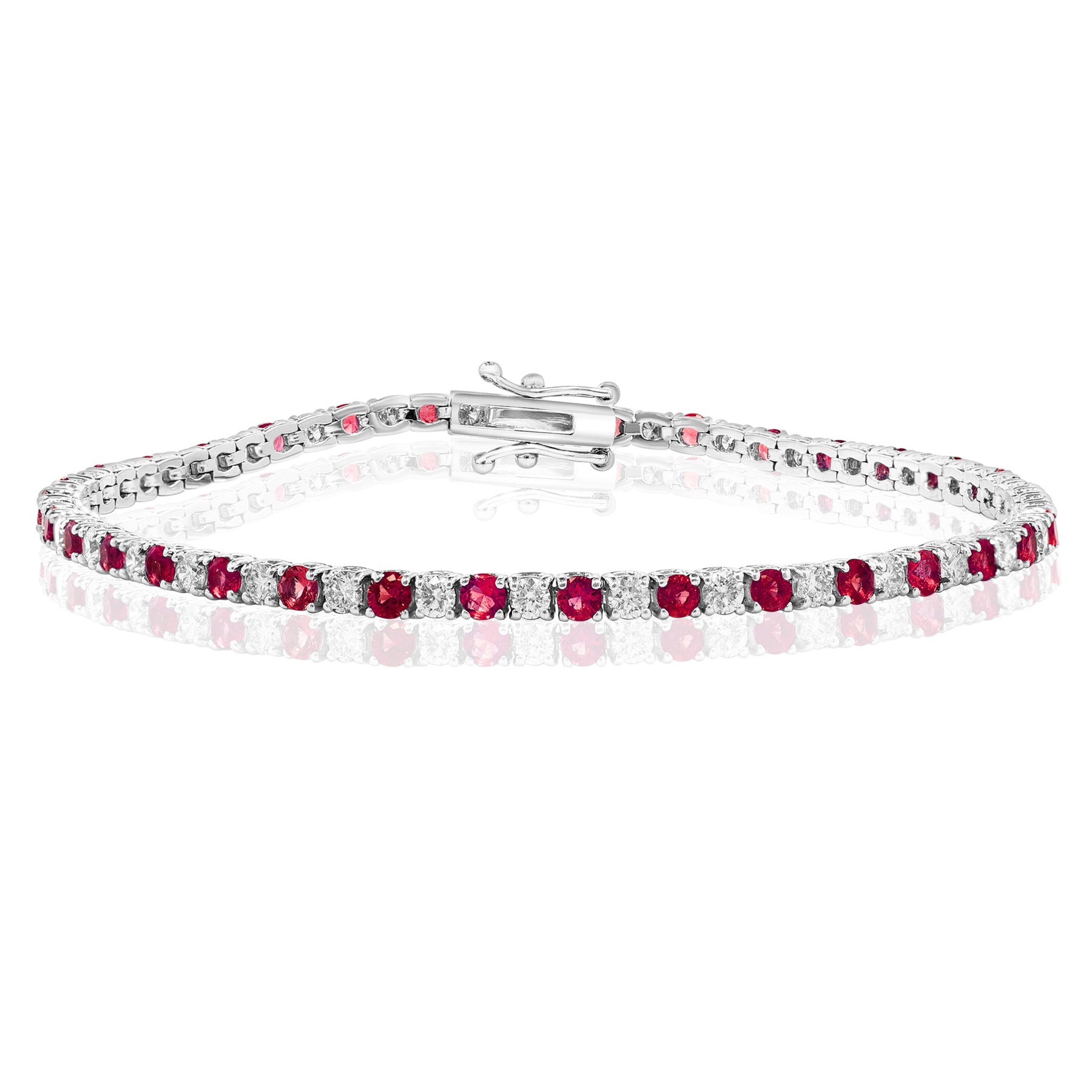 14K WHITE GOLD RUBY DIAMOND BRACELET  238-01142