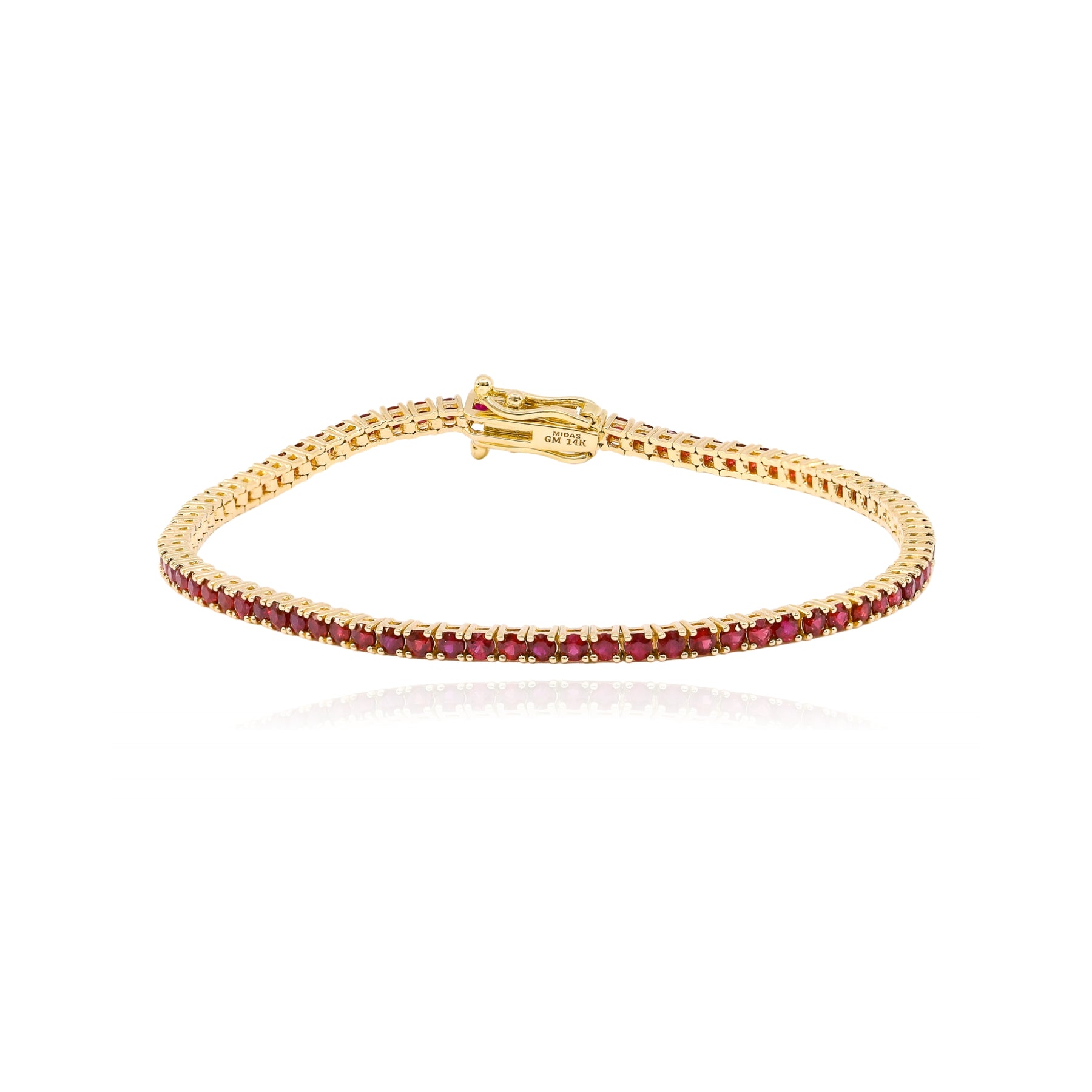 14K YELLOW GOLD RUBY TENNIS BRACELET