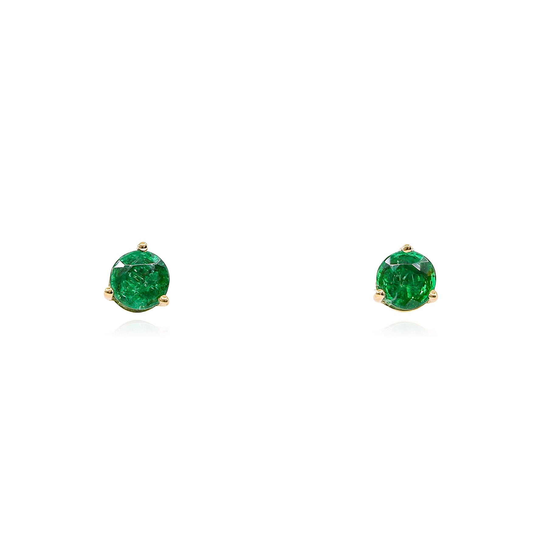 14K YELLOW GOLD EMERALD STUD EARRINGS