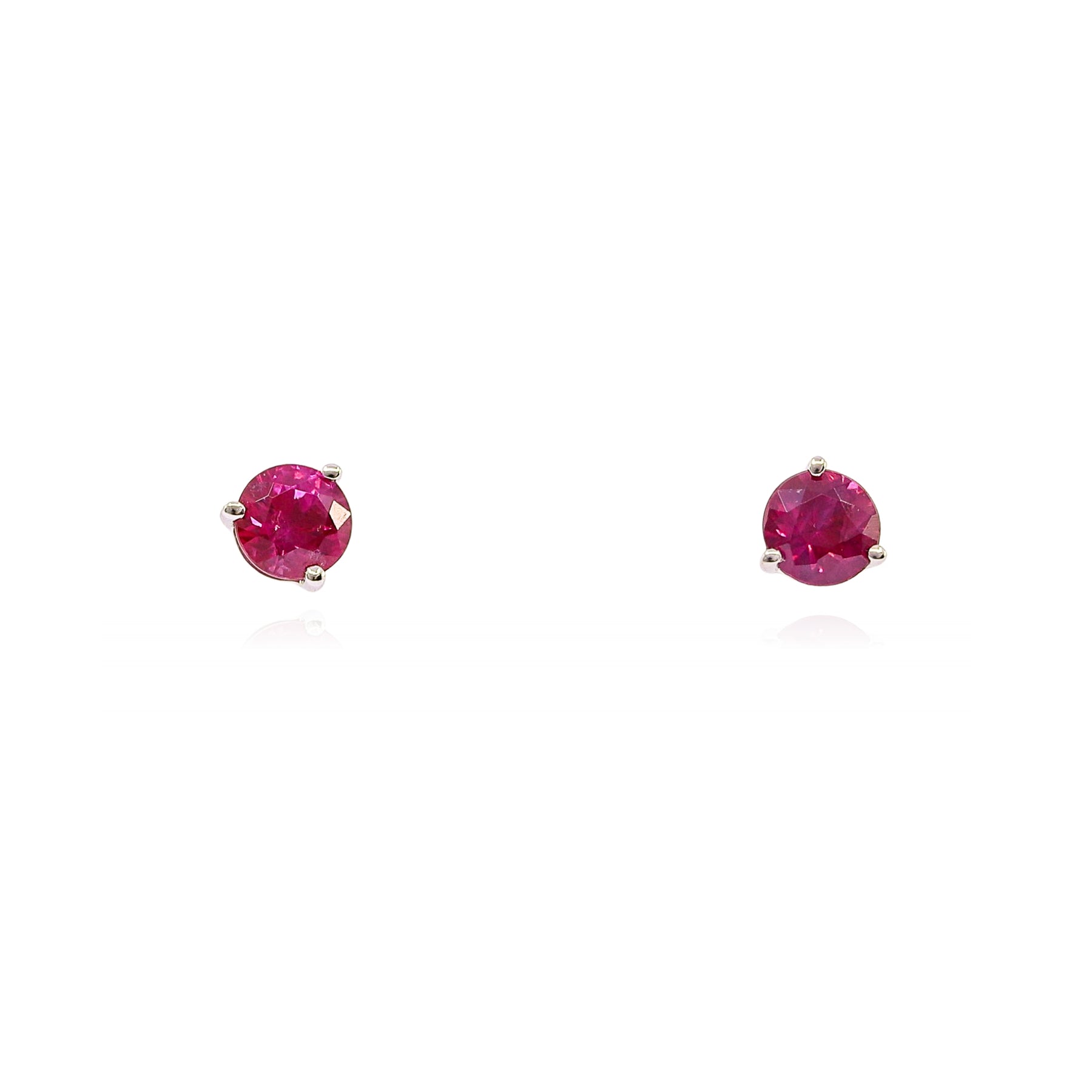 14K WHITE GOLD RUBY STUD EARRINGS