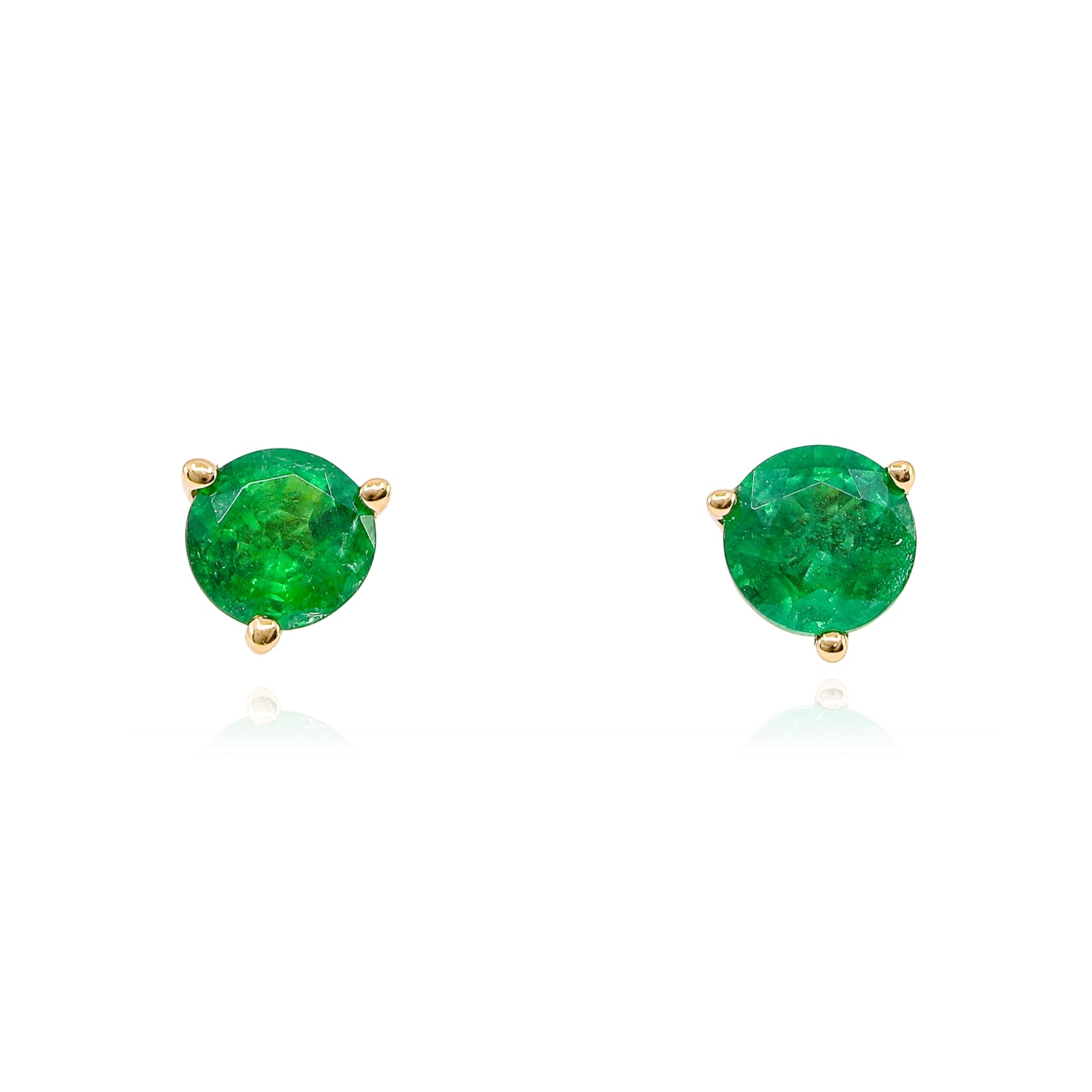 14K YELLOW GOLD EMERALD STUD EARRINGS