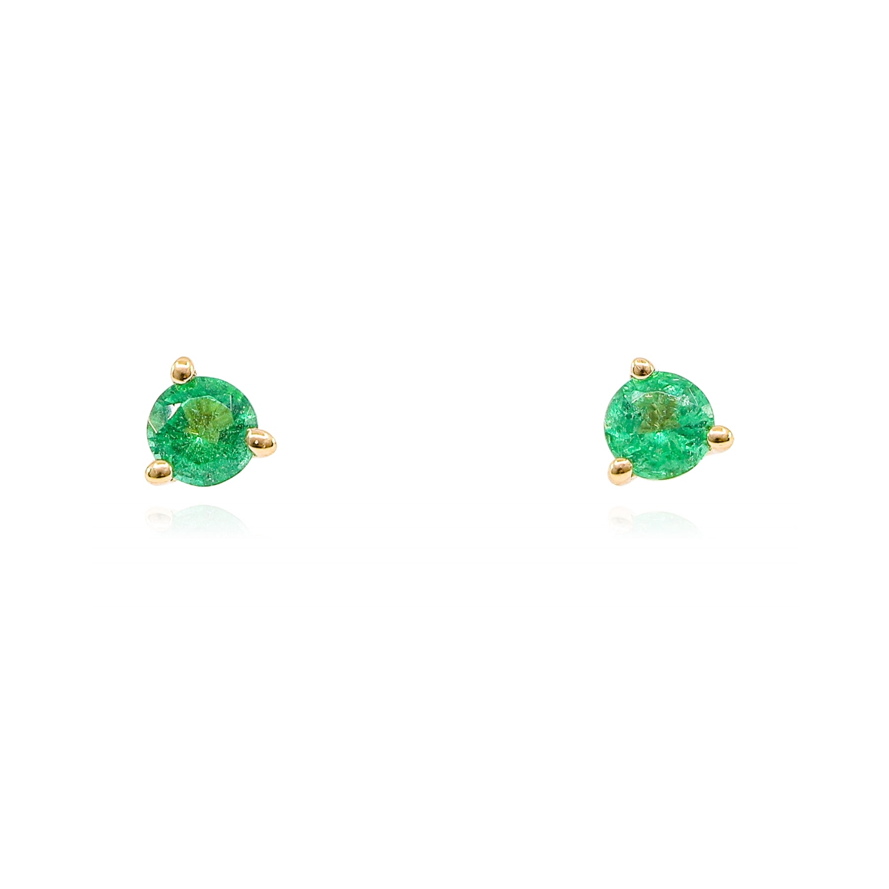 14K YELLOW GOLD EMERALD STUD EARRINGS