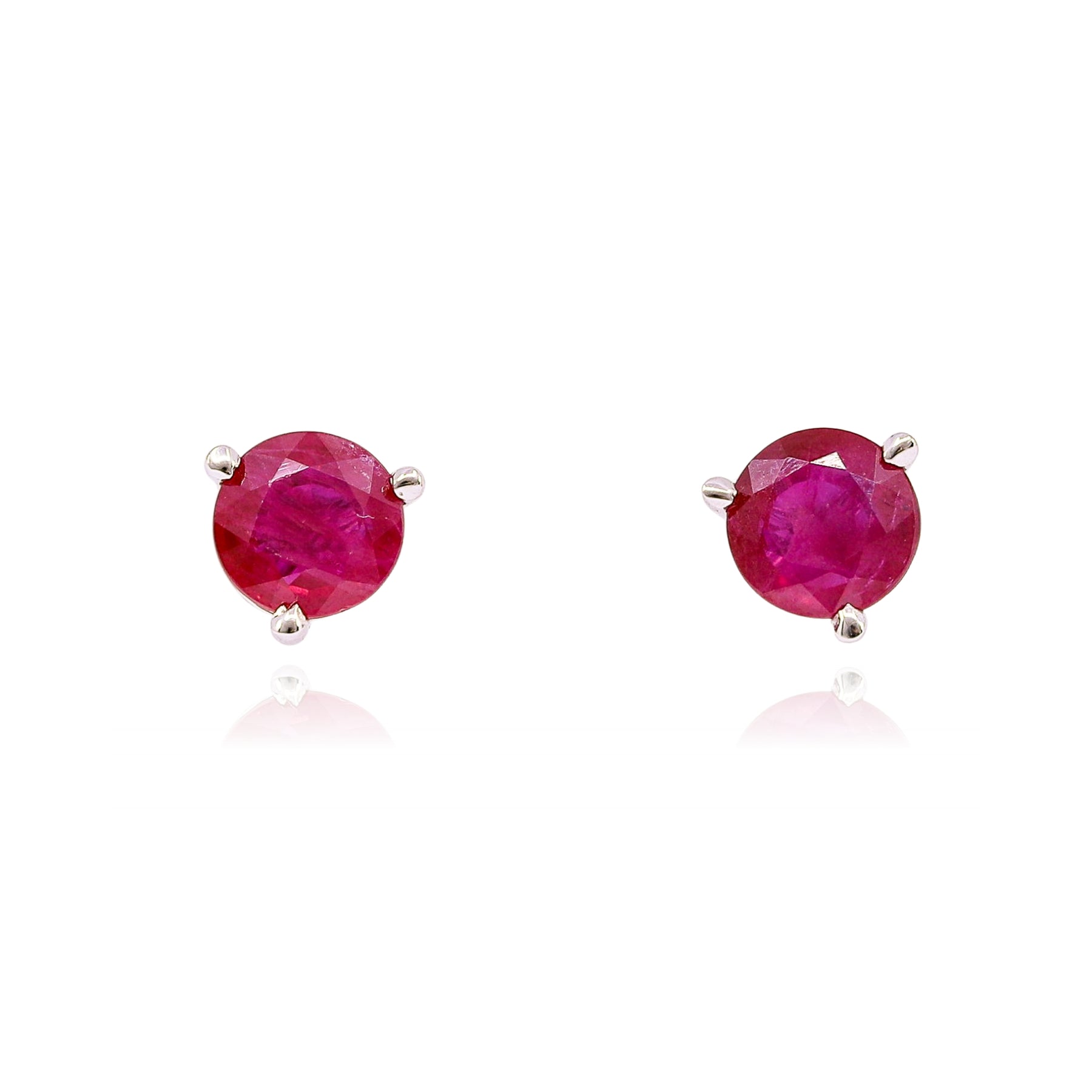 14K WHITE GOLD RUBY STUD EARRINGS