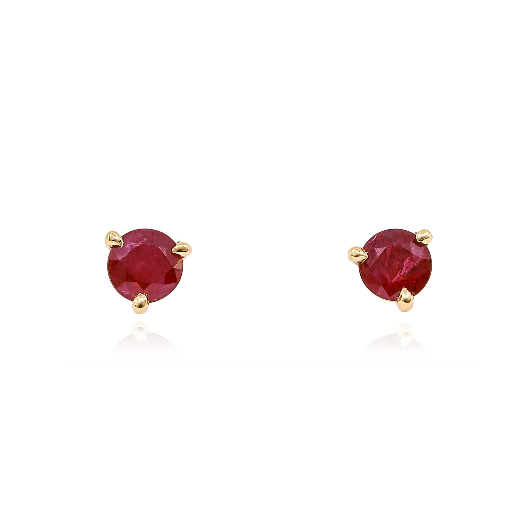 14K YELLOW GOLD RUBY STUD EARRINGS