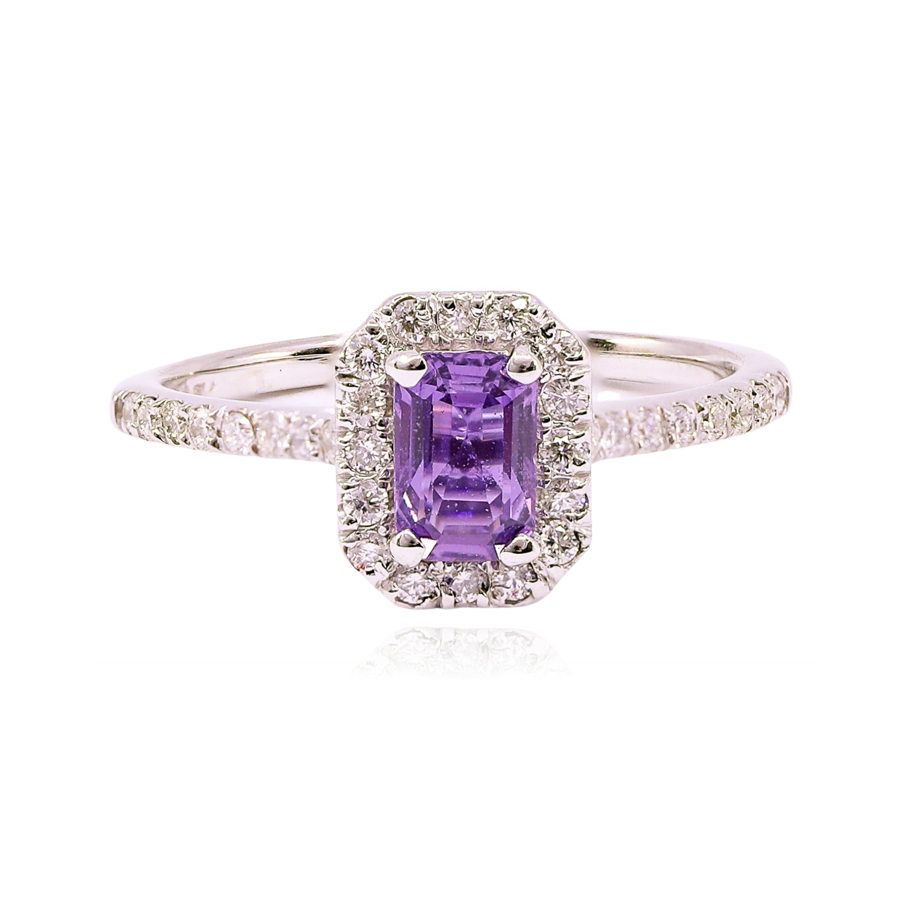 14K WHITE GOLD PINK SAPPHIRE DIAMOND RING