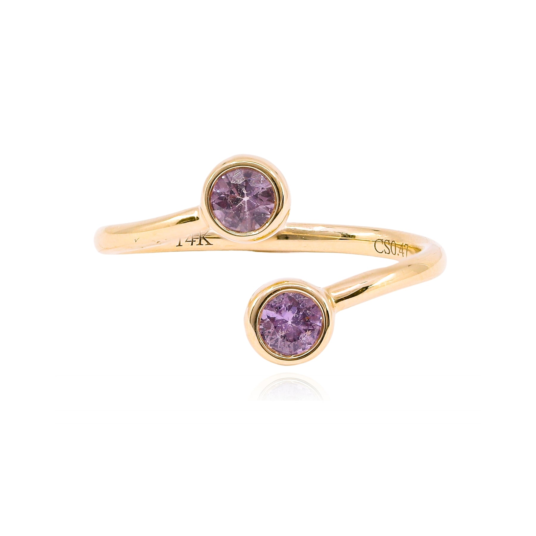 14K YELLOW GOLD PURPLE SAPPHIRE BYPASS RING
