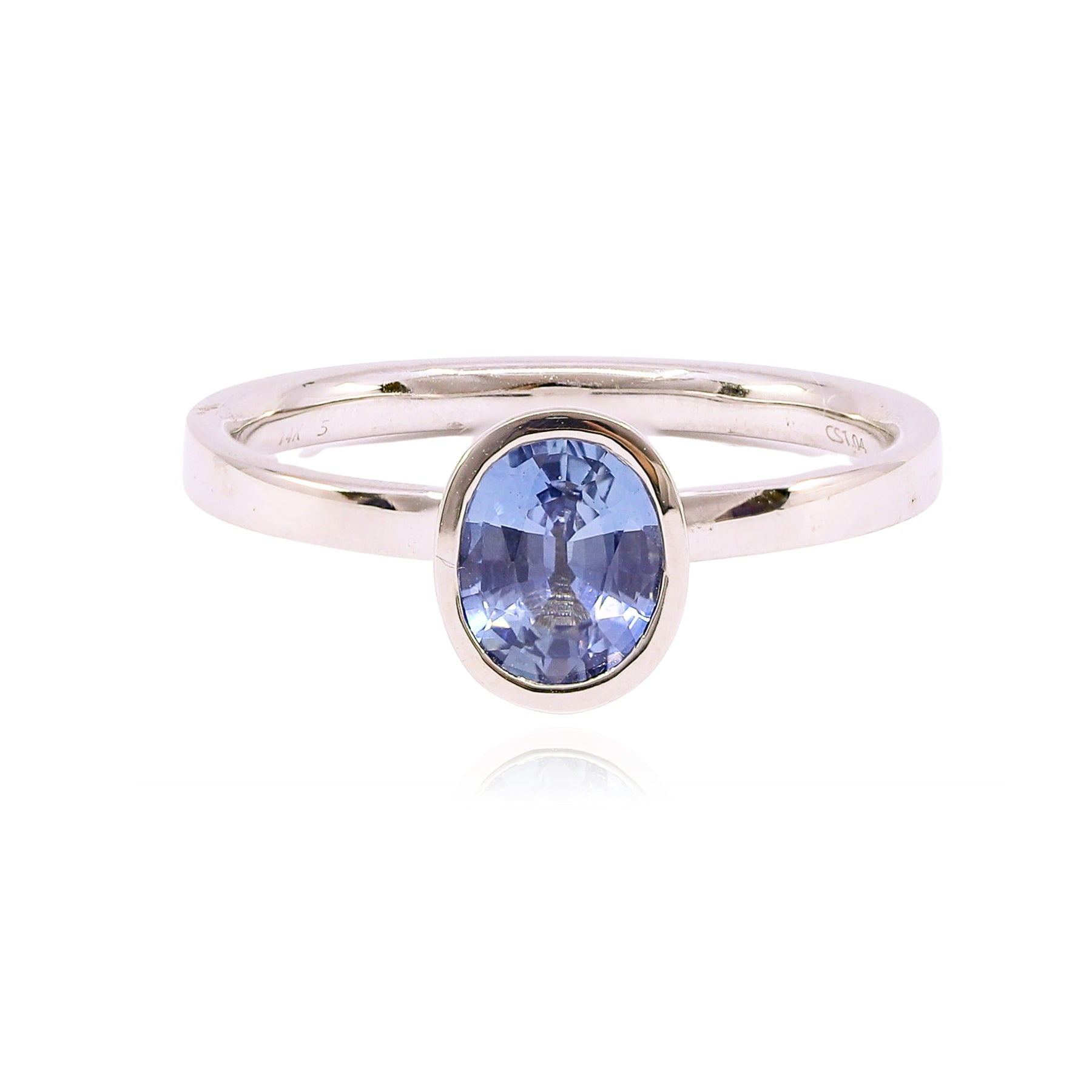 14K WHITE GOLD OVAL BLUE SAPPHIRE RING