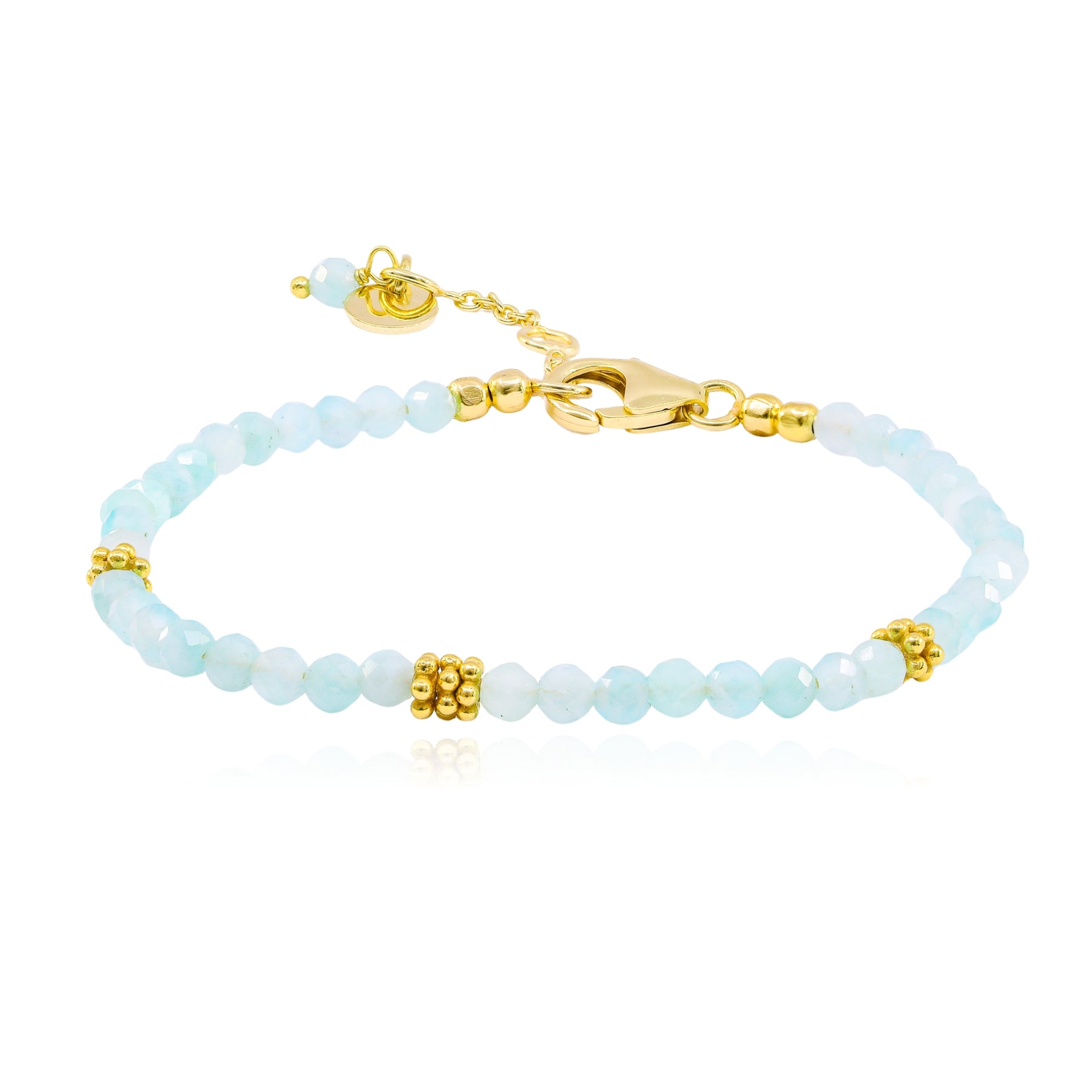 TURQUIOSE BEAD AND YELLOW GOLD STERLING SILVER BEAD BRACELET  244-01566