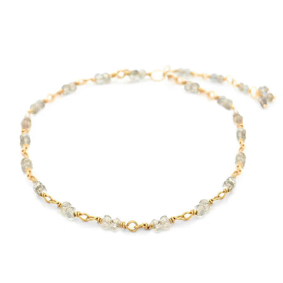 ANNE SPORTUN 14K YELLOW GOLD HAND-TIED LABRADORITE BEAD BRACELET  244-01602