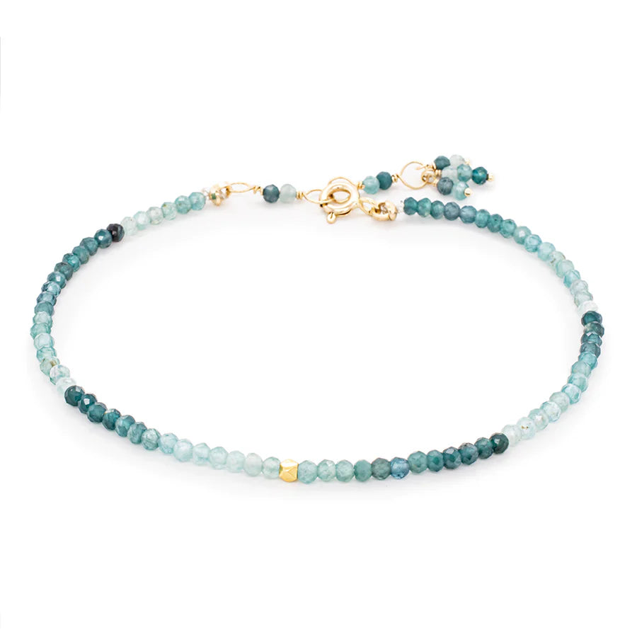ANNE SPORTUN 14K YELLOW GOLD TEAL GRANDIDIERITE BEAD BRACELET  244-01605