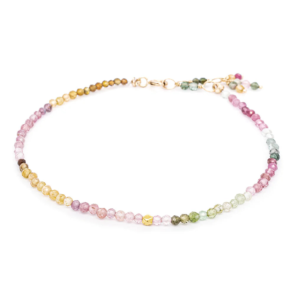 ANNE SPORTUN 14K YELLOW GOLD WATERMELON TOURMALINE BEAD BRACELET  244-01606