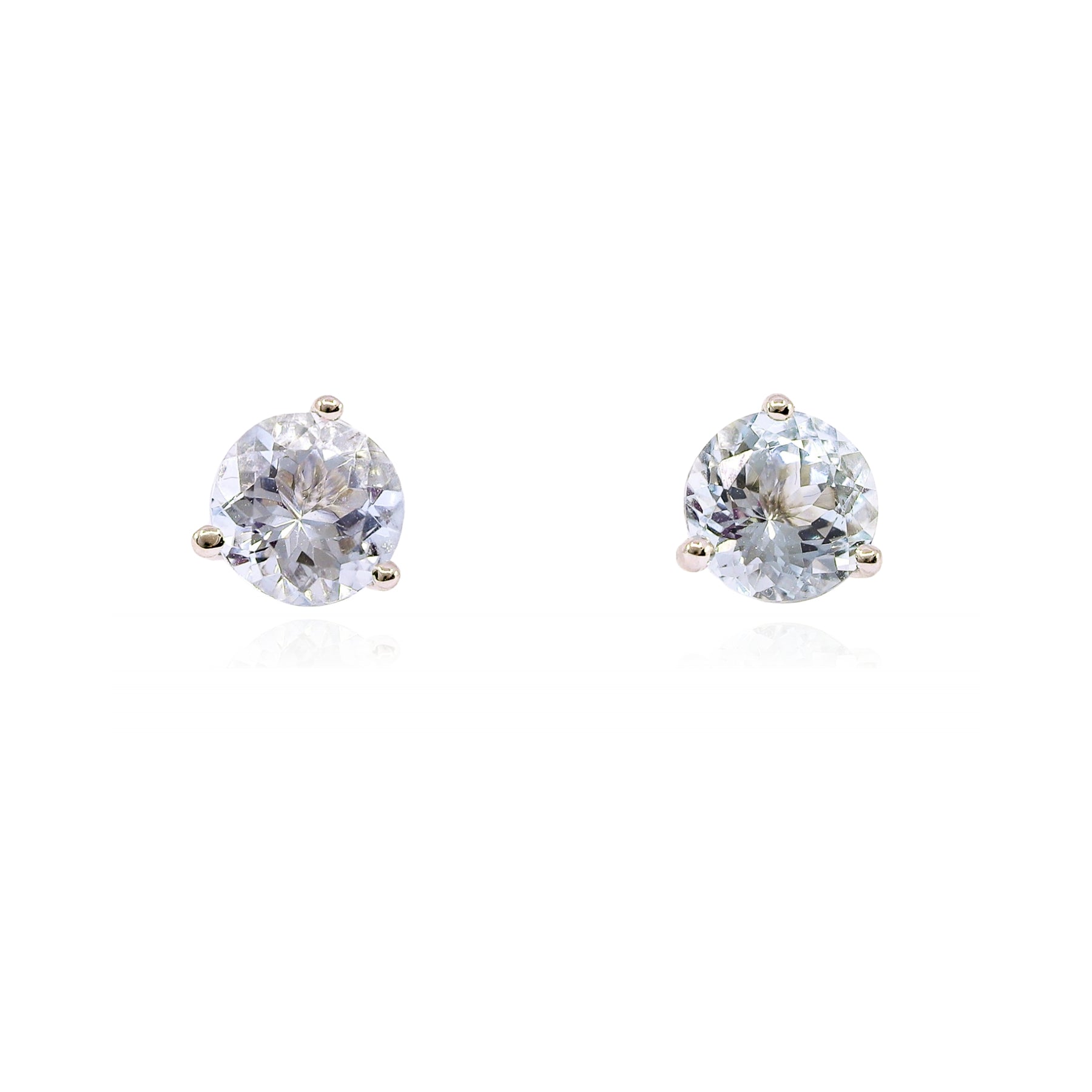 14K WHITE GOLD AQUAMARINE STUD EARRINGS