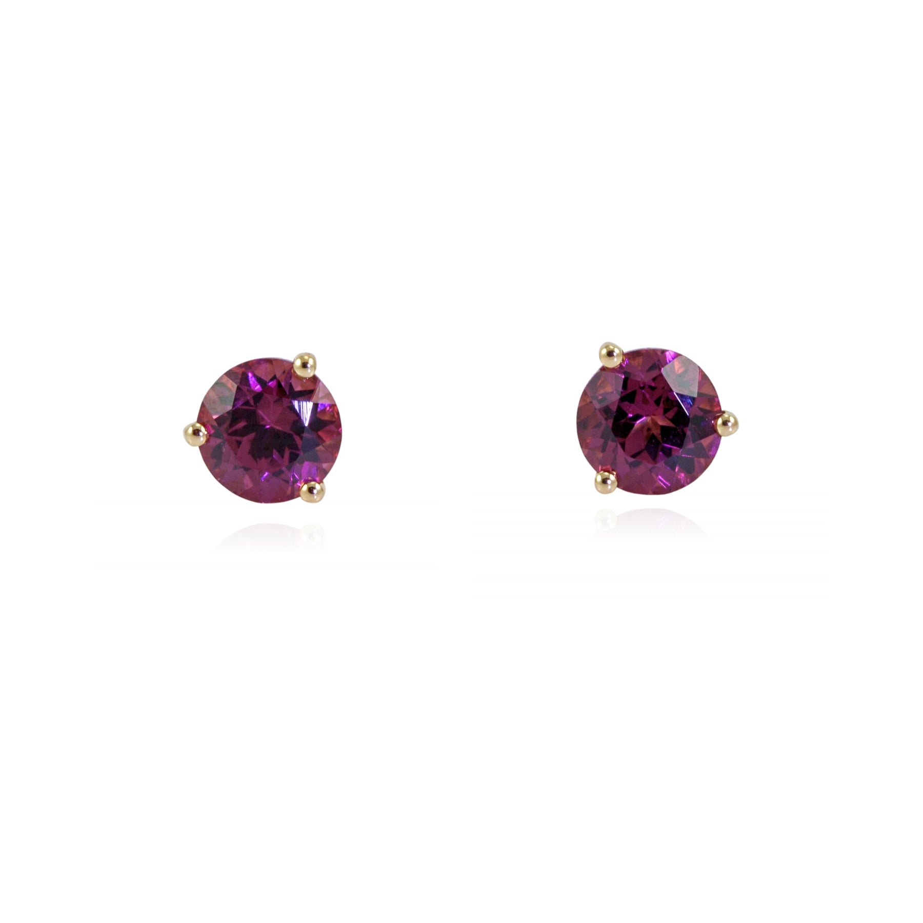 14K YELLOW GOLD RHODOLITE GARNET STUD EARRINGS