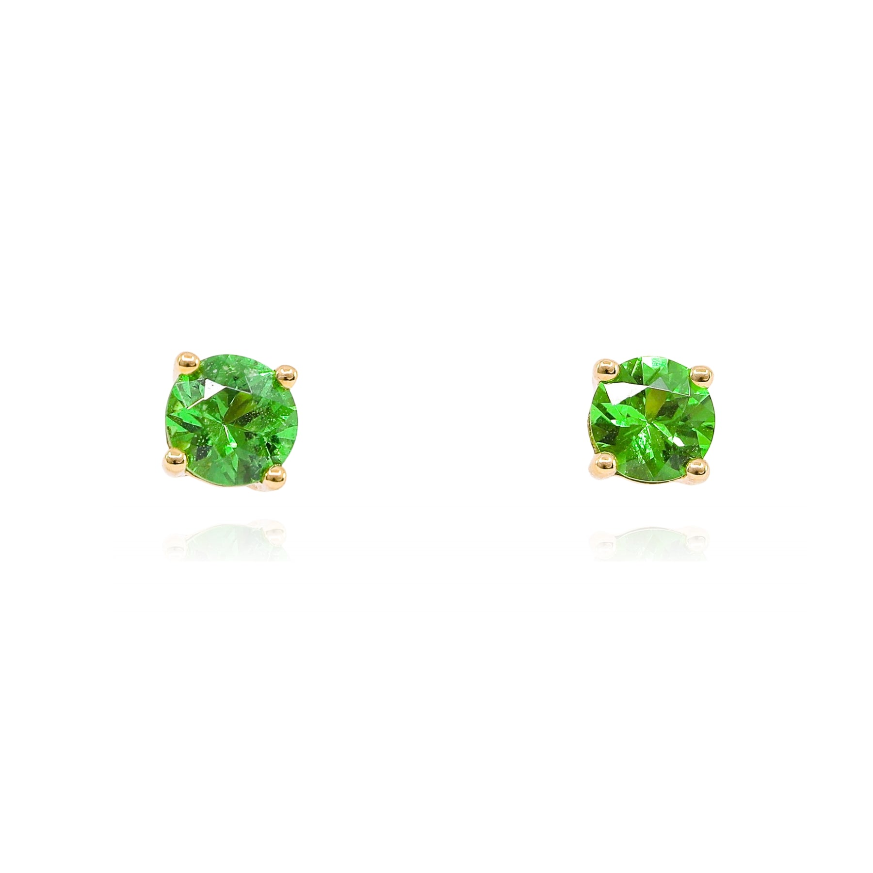 14K YELLOW GOLD TSAVORITE STUD EARRINGS