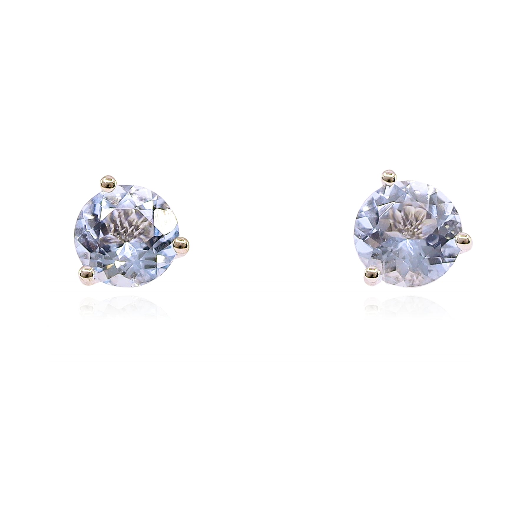 14K WHITE GOLD 6MM AQUAMARINE STUD EARRINGS