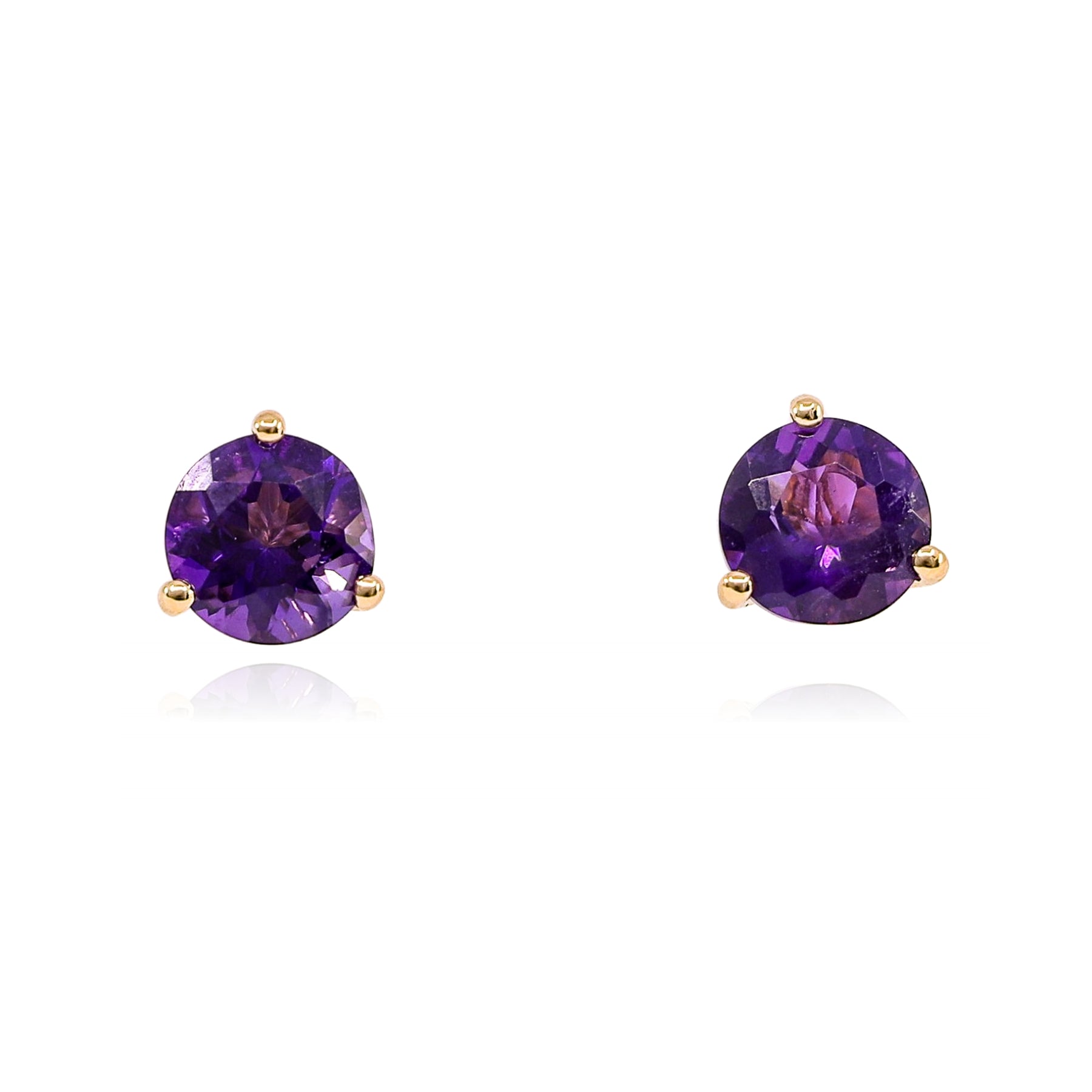 14K YELLOW GOLD 6MM ROUND AMETHYST STUD EARRINGS