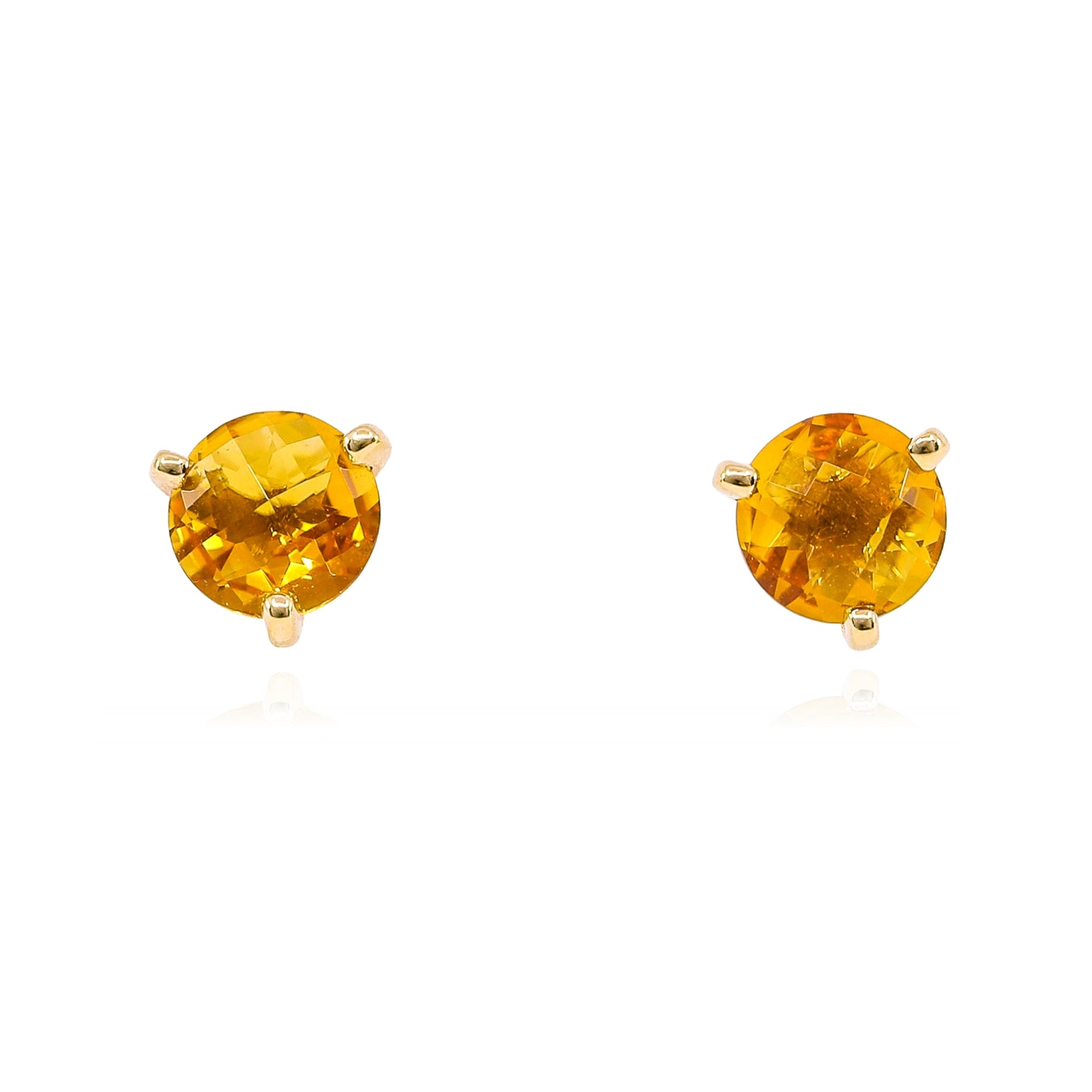 14K YELLOW GOLD CITRINE STUD EARRINGS